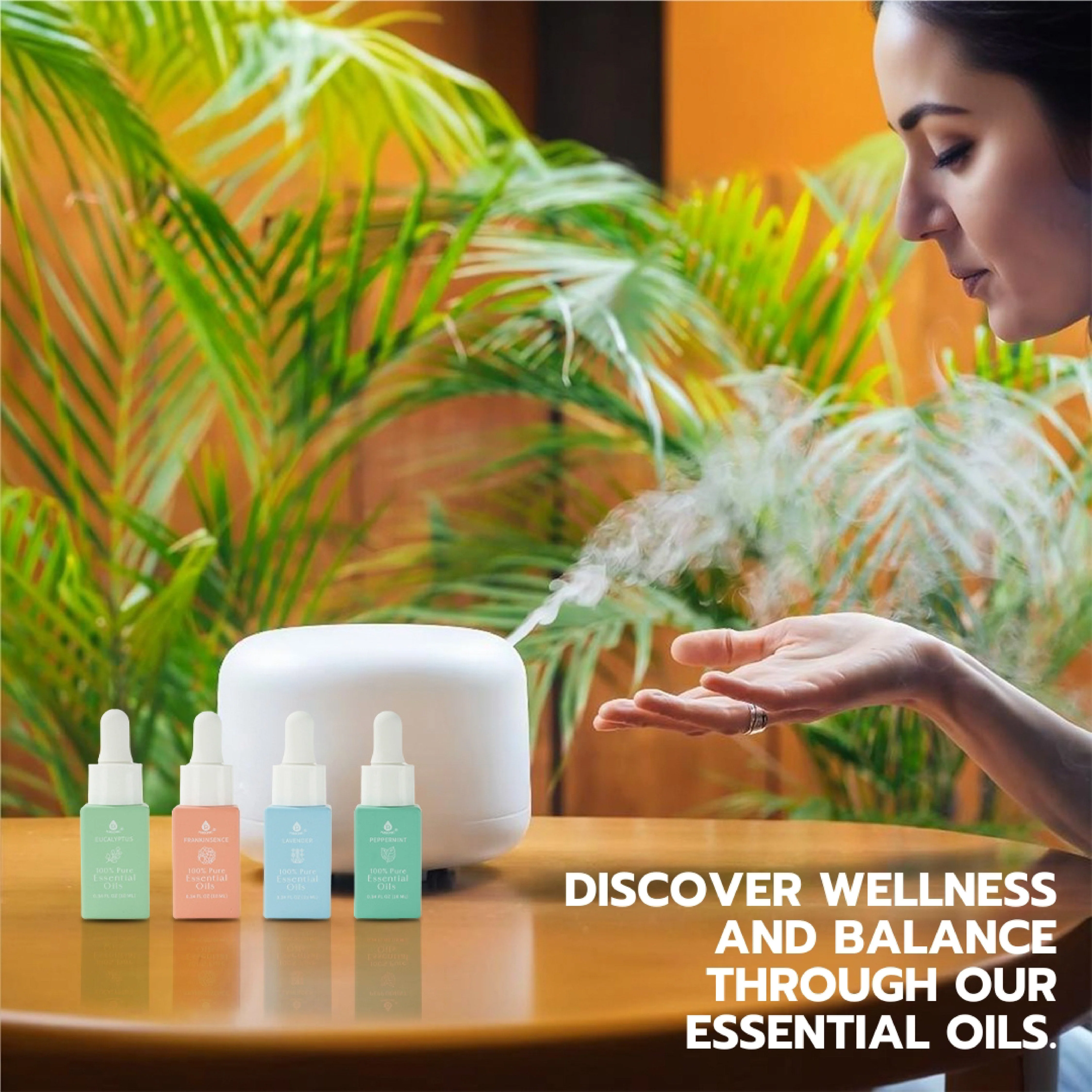 Pursonic 100% Pure Natural Essence Essential Oils – Nature’s Healing Power with Eucalyptus, Frankincense, Lavender, and Peppermint - Image 3