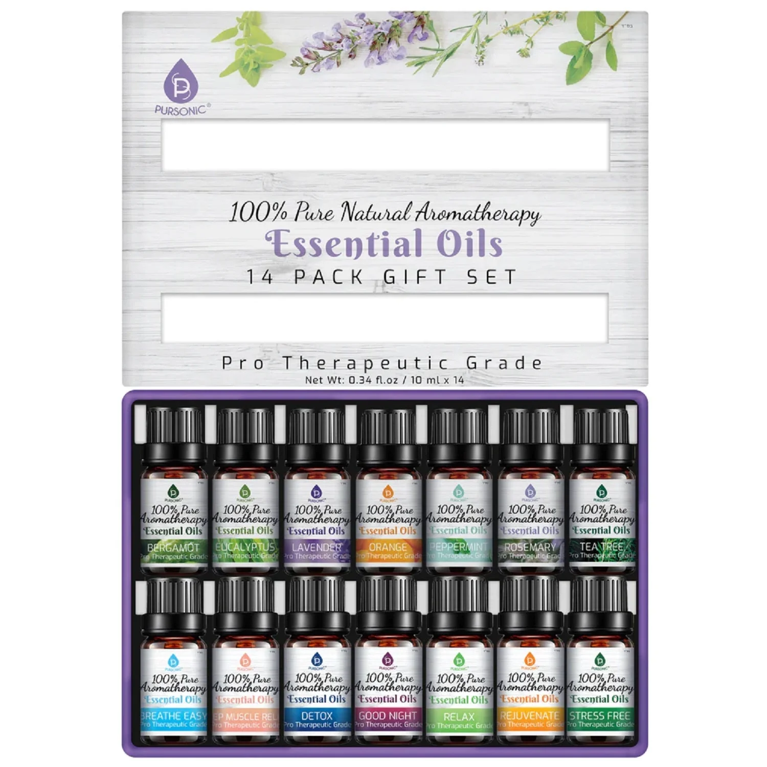 Pursonic 14 Pack of 100% Pure Essential Aromatherapy Oils - Image 2