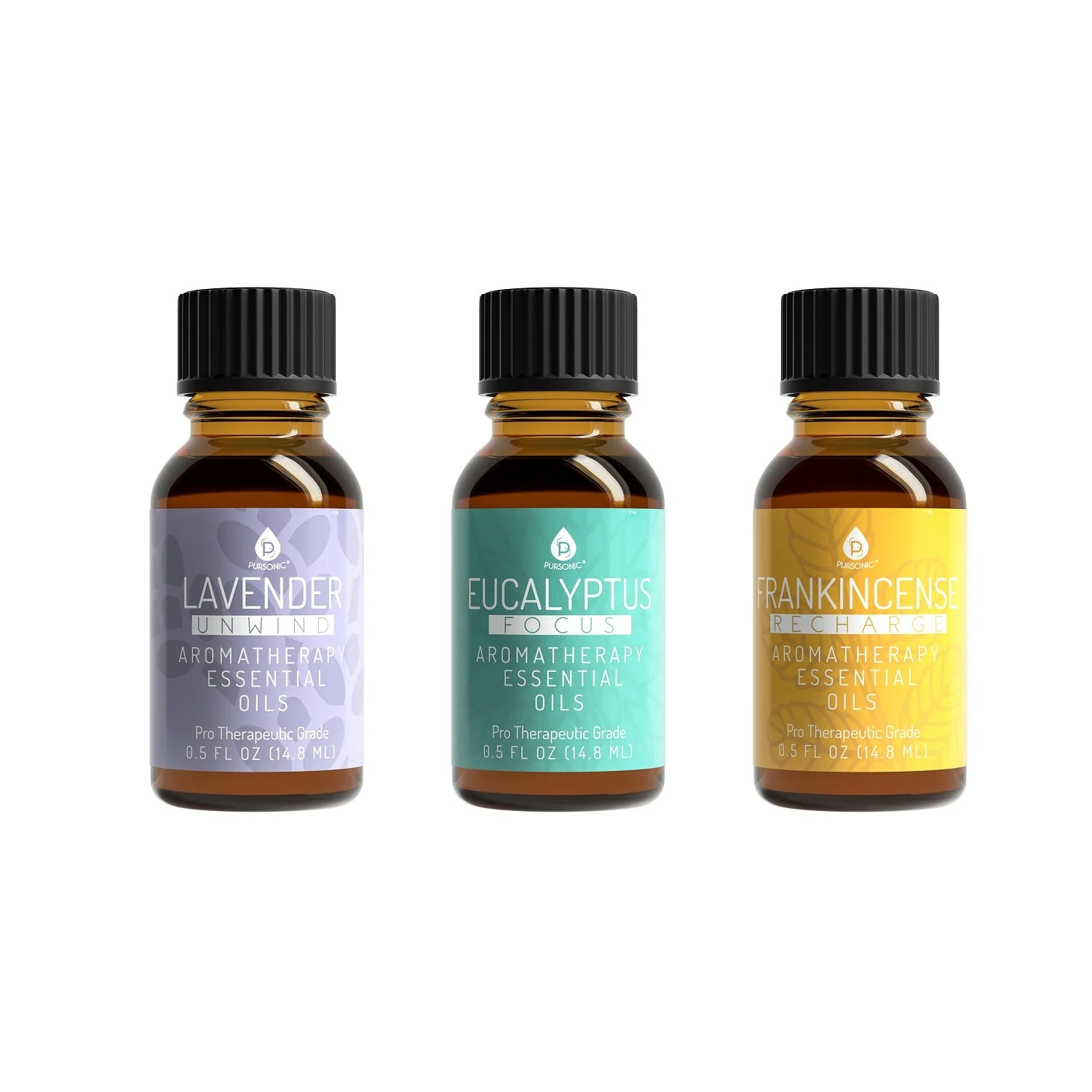 Pursonic 3 Pack Aromatherapy Essential oils (Lavender, Eucalyptus, Frankincense) - Image 2