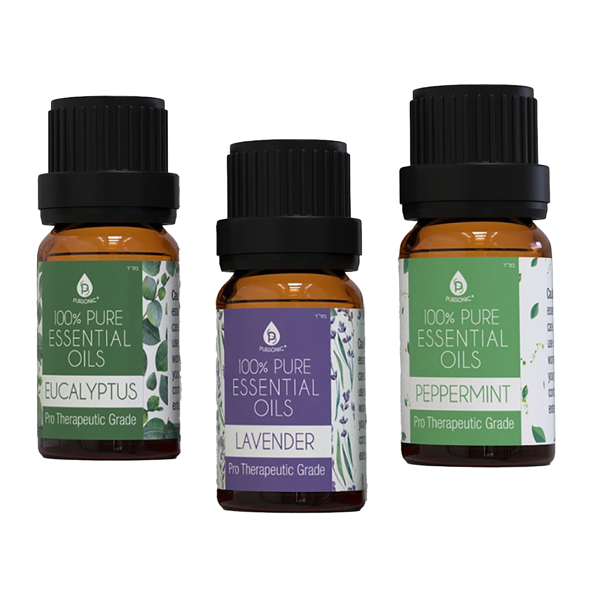 Pursonic 3 pack of 100% Pure Essential Oils (Eucalyptus, Lavender & Peppermint) - Image 2