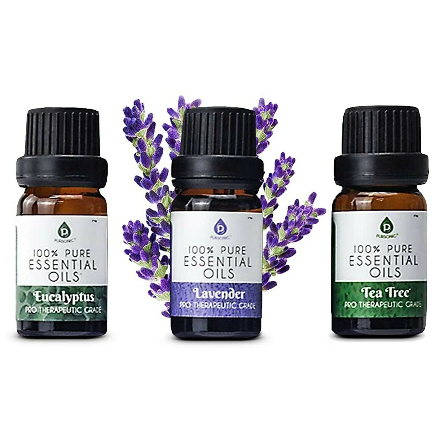 Pursonic 3 pack of 100% Pure Essential Oils (Eucalyptus, Lavender & Tea Tree) - Image 2