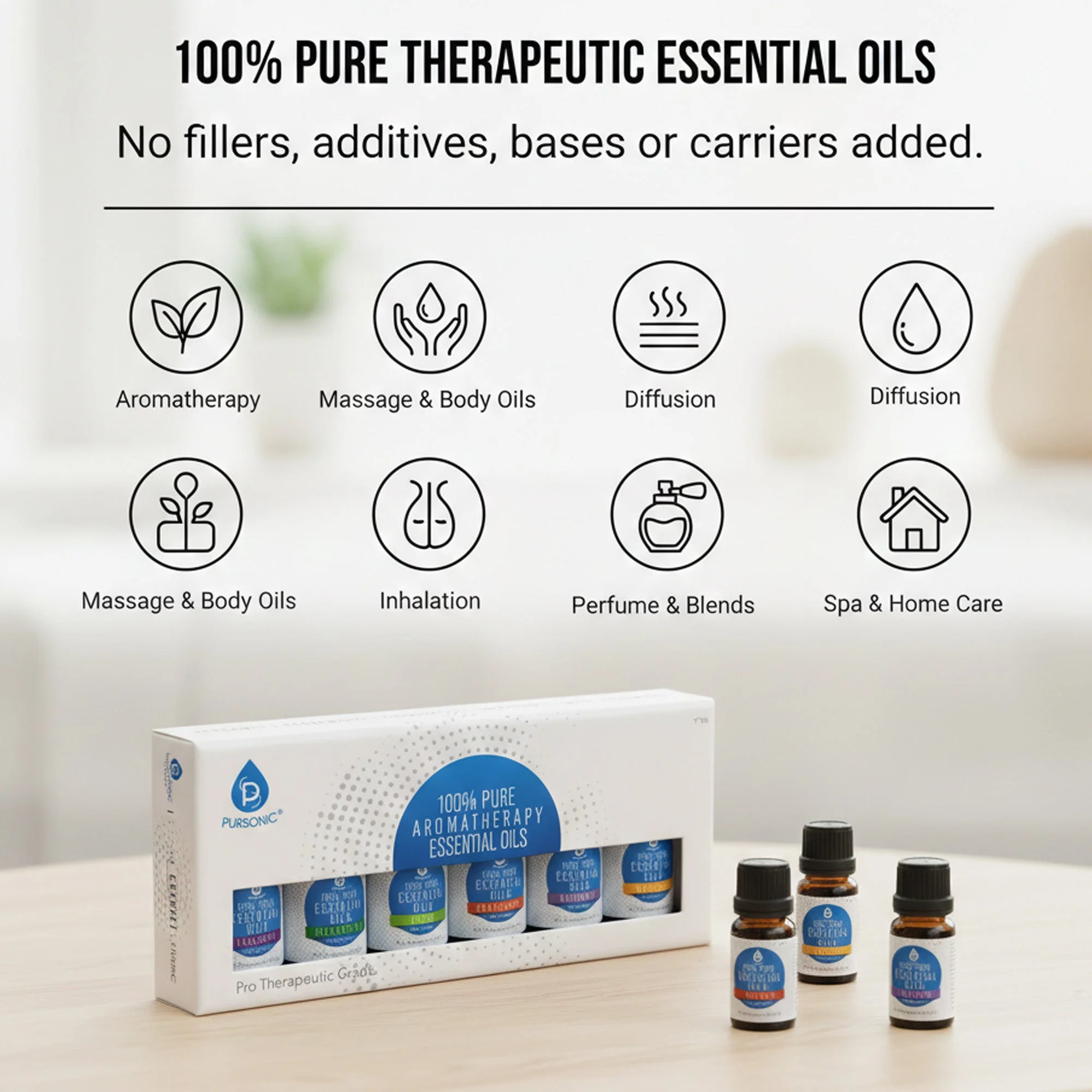 Pursonic 6 Pack of 100% Pure Essential Aromatherapy Oils - Image 3