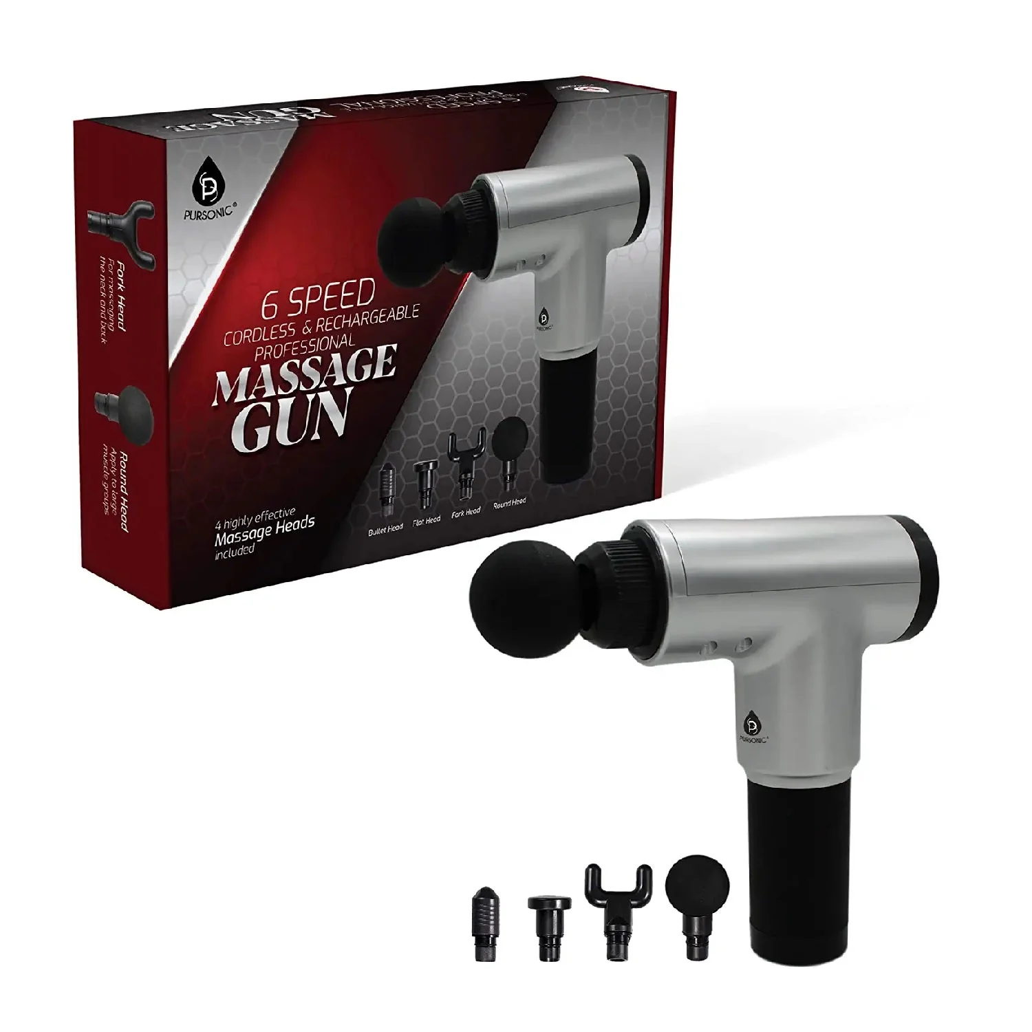 Pursonic 6 Speed Cordless & Rechargeable Professional Massage Gun