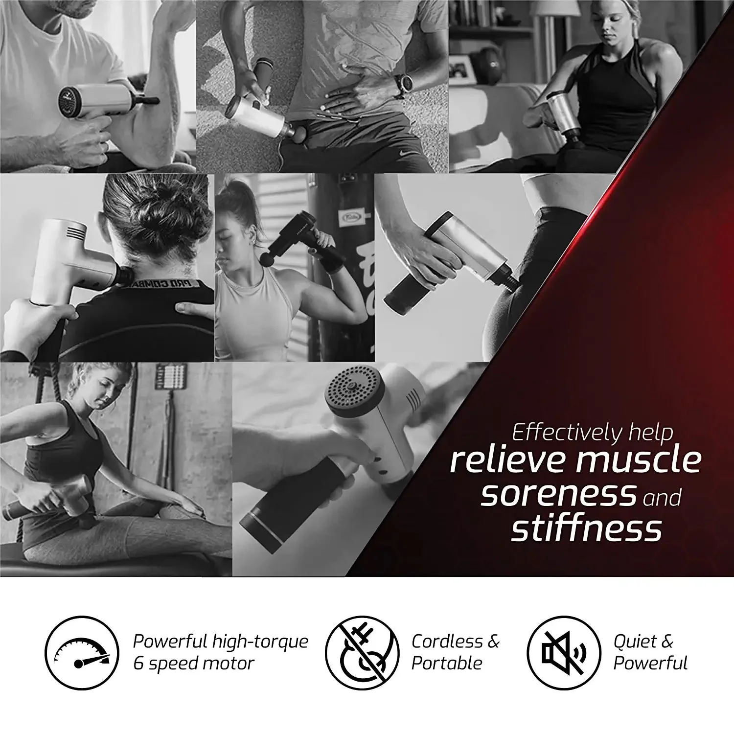 Pursonic 6 Speed Cordless & Rechargeable Professional Massage Gun - Image 3