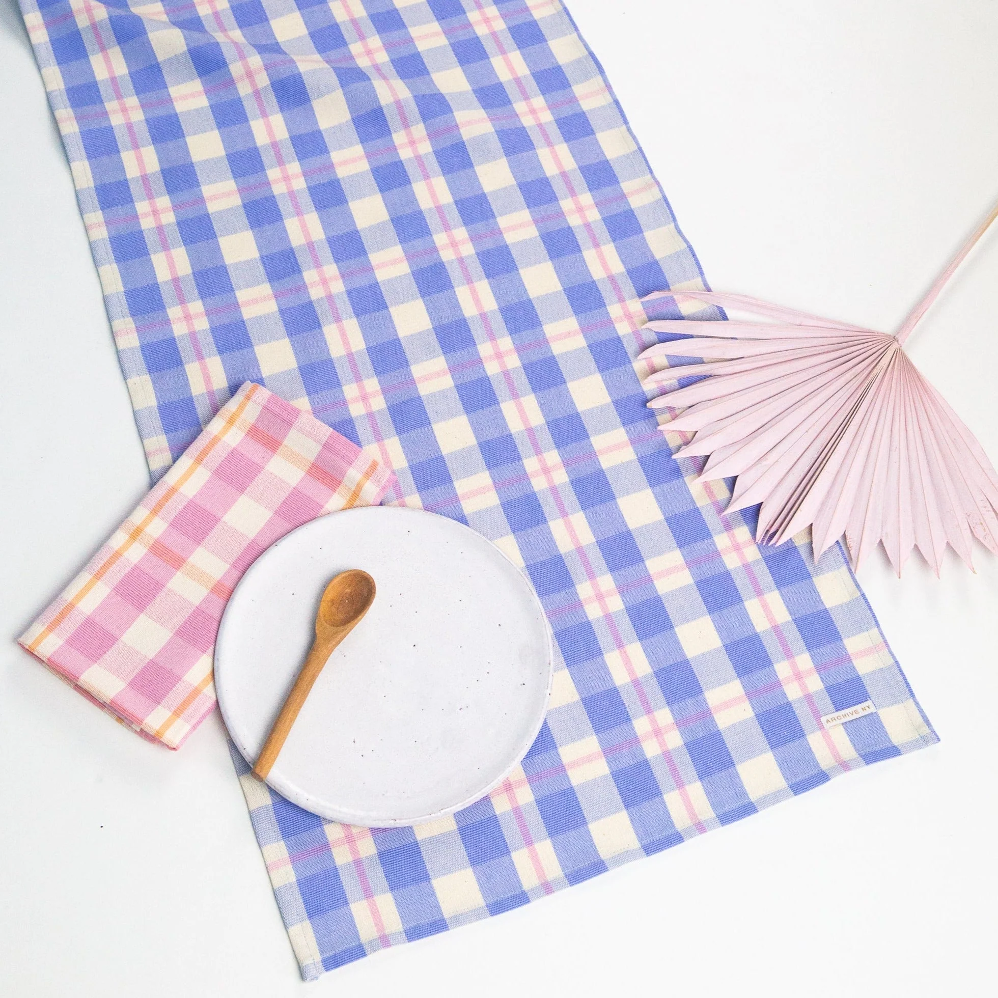 Archive New York Abigail Plaid Runner in Periwinkle Blue and Pink - Image 4