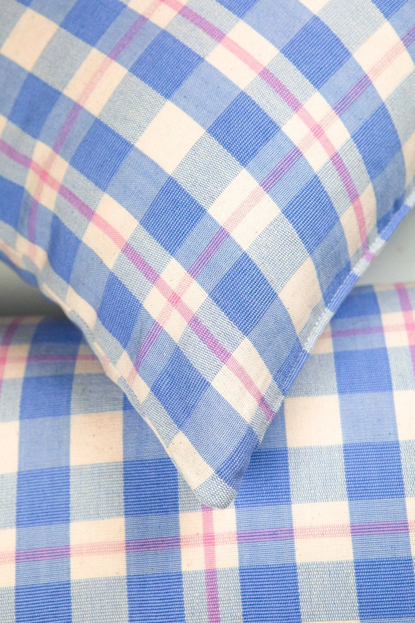 Archive New York Abigail Plaid Square Pillow in Periwinkle and Pink - Image 3