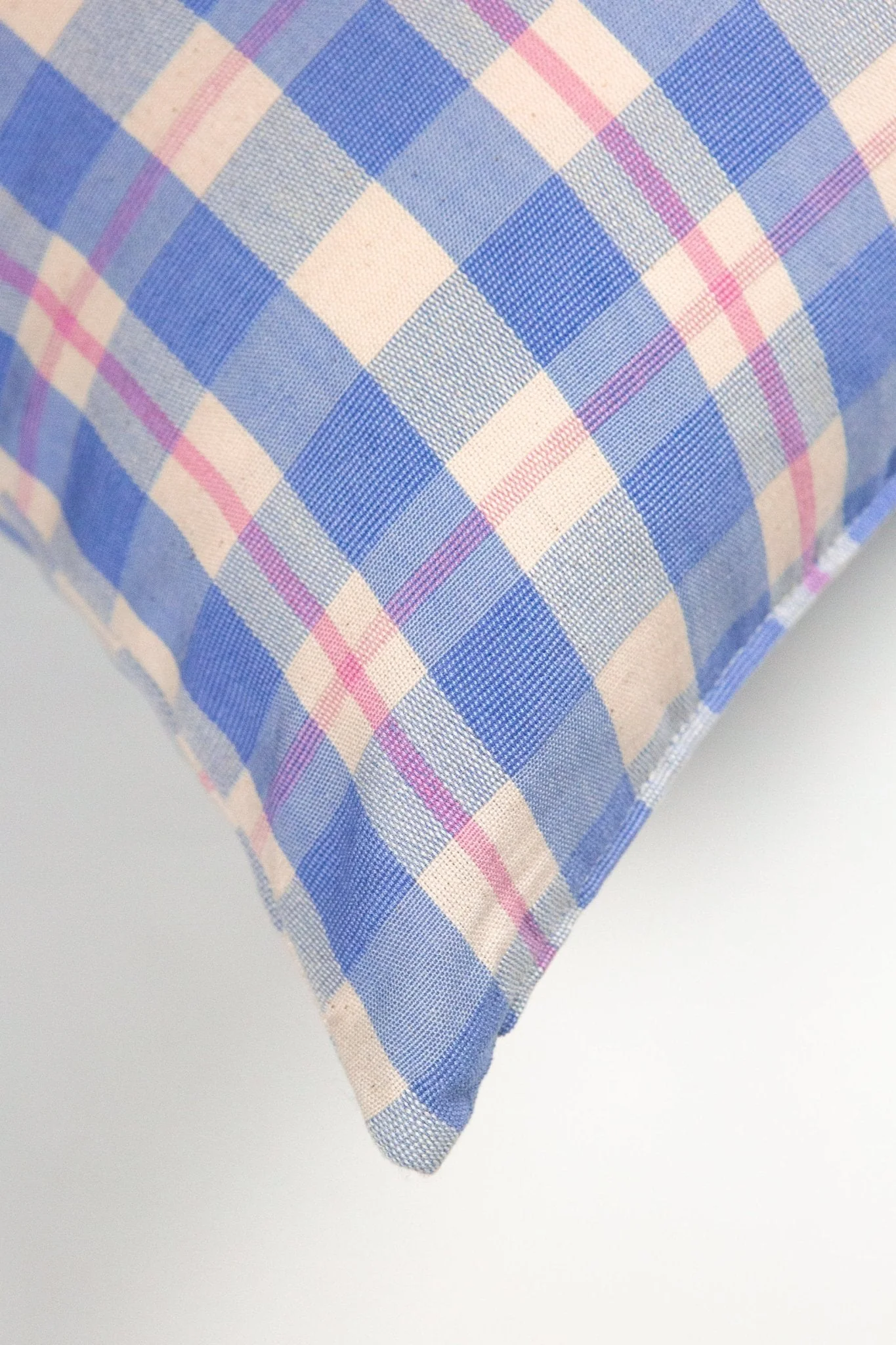 Archive New York Abigail Plaid Square Pillow in Periwinkle and Pink - Image 6