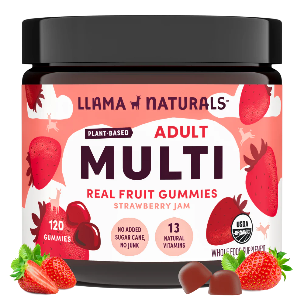Llama Naturals Organic Adults Multivitamin - Strawberry Gummies