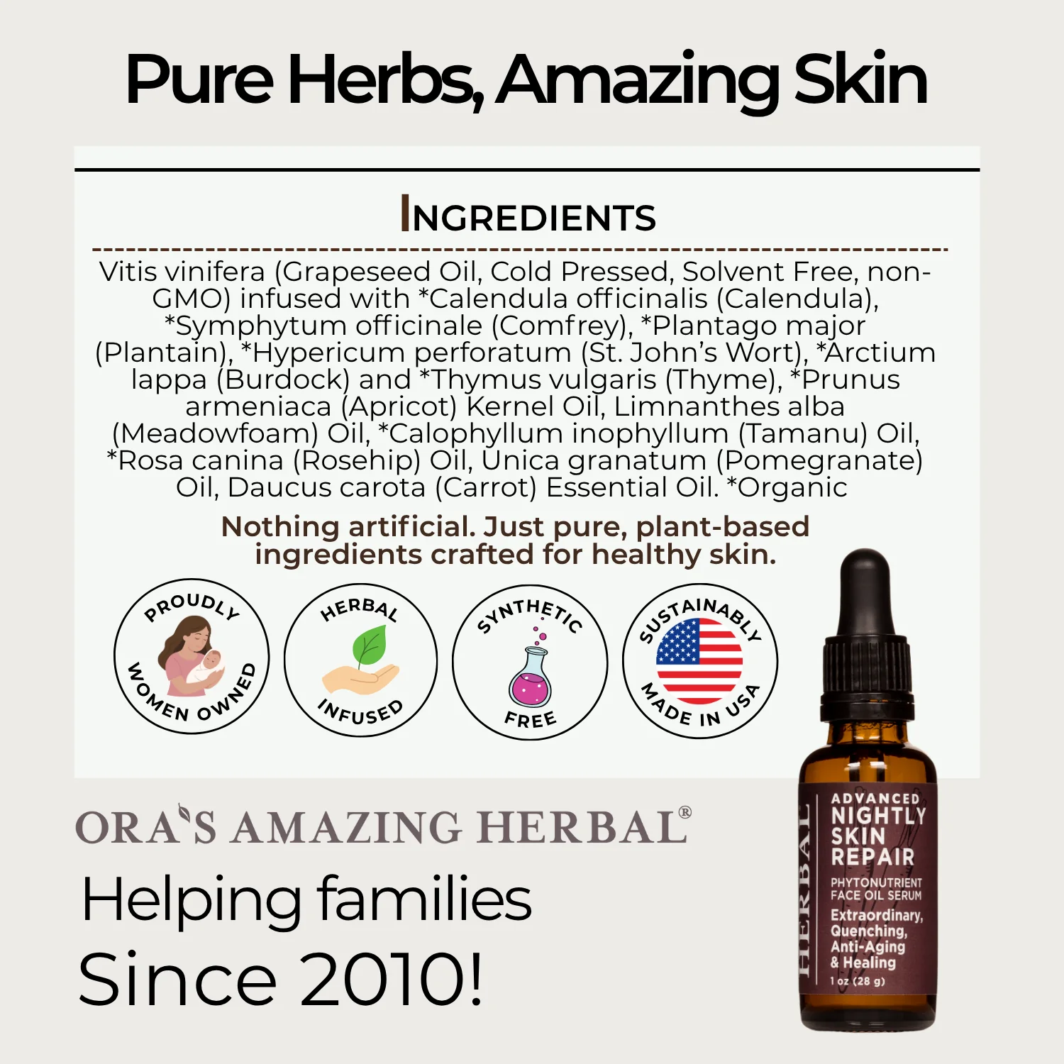 Ora's Amazing Herbal Advanced Nightly Skin Repair with Organic Tamanu Oil - Image 6