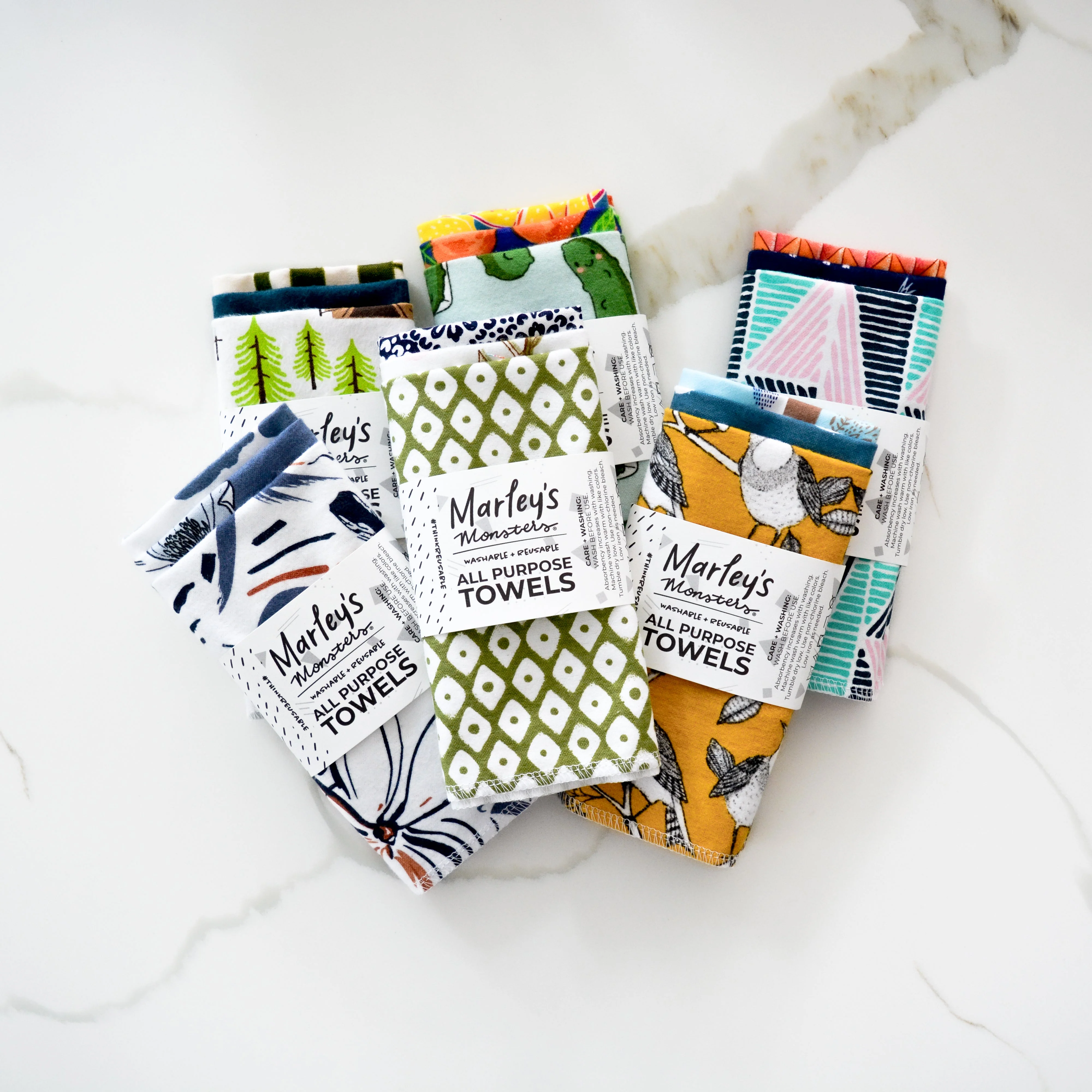 Marley's Monsters All-Purpose Towels: Mixed Prints 3 Count Pack