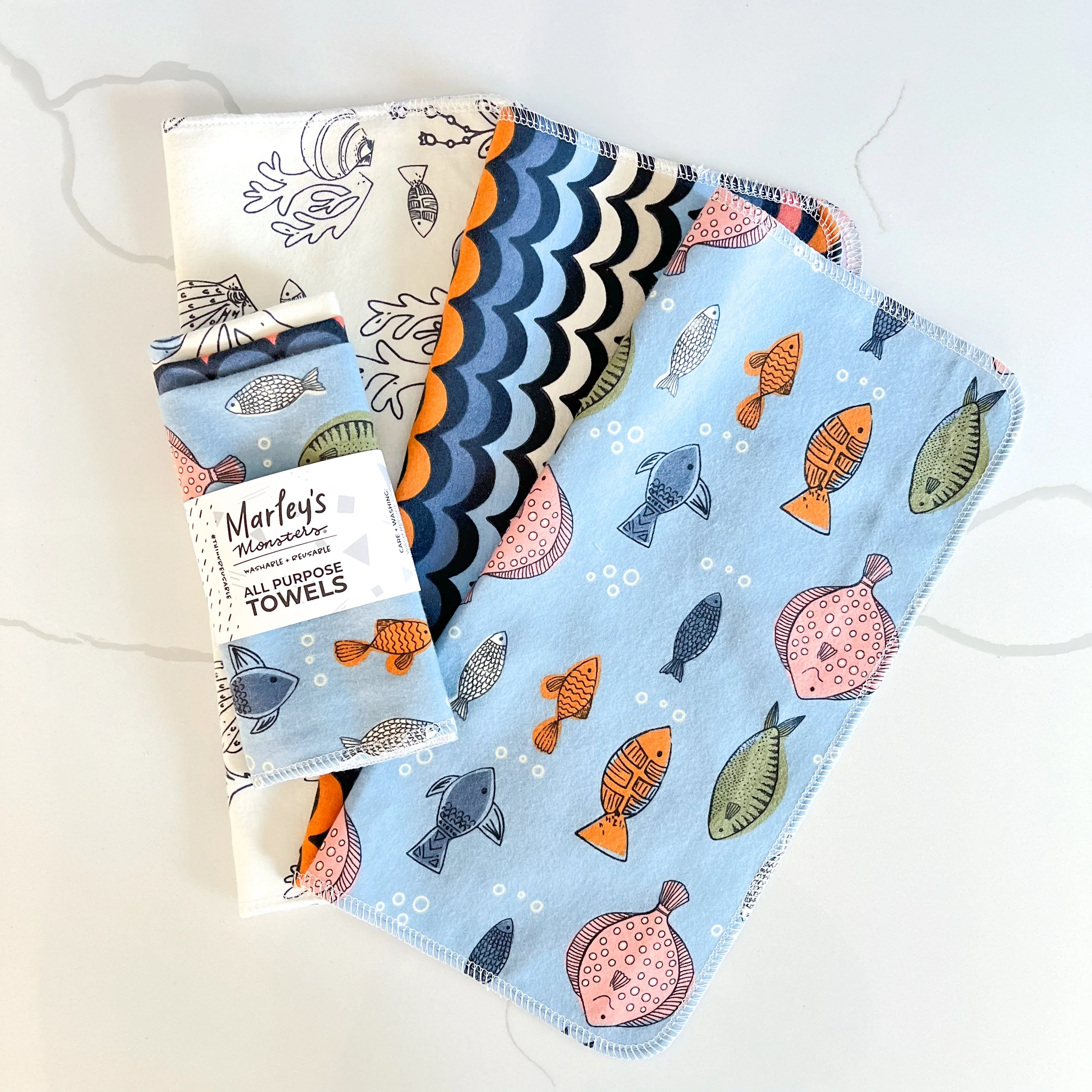 Marley's Monsters All-Purpose Towels: Mixed Prints 3 Count Pack - Image 2