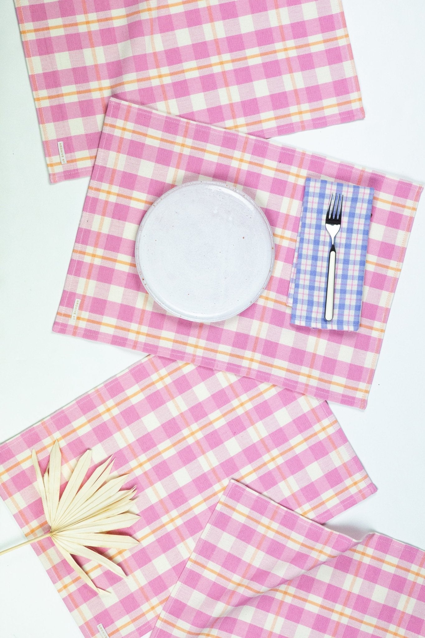 Archive NY Abigail Plaid Placemat in Bubblegum - Image 3