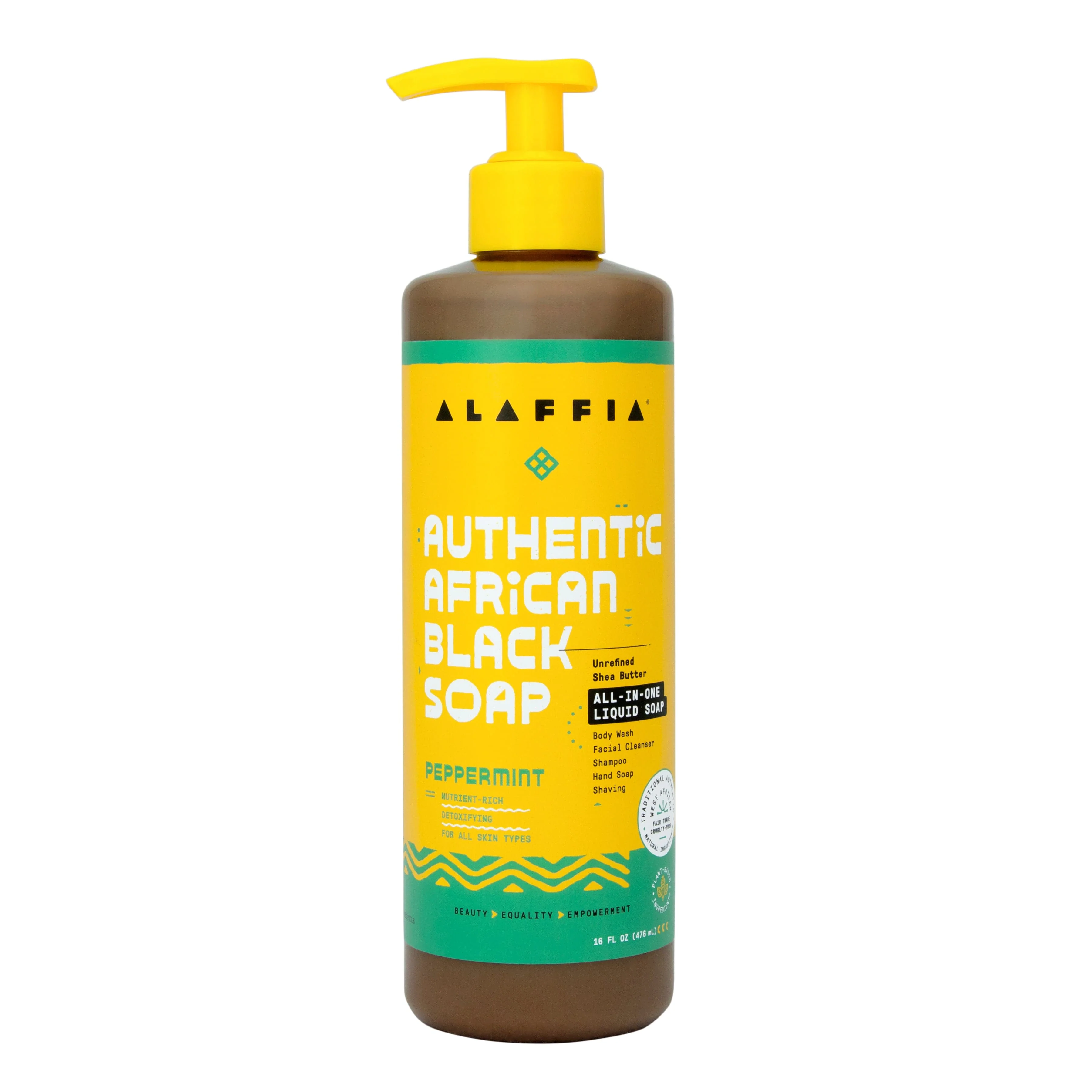Alaffia Authentic African Black Soap All-In-One - Peppermint, 16 oz