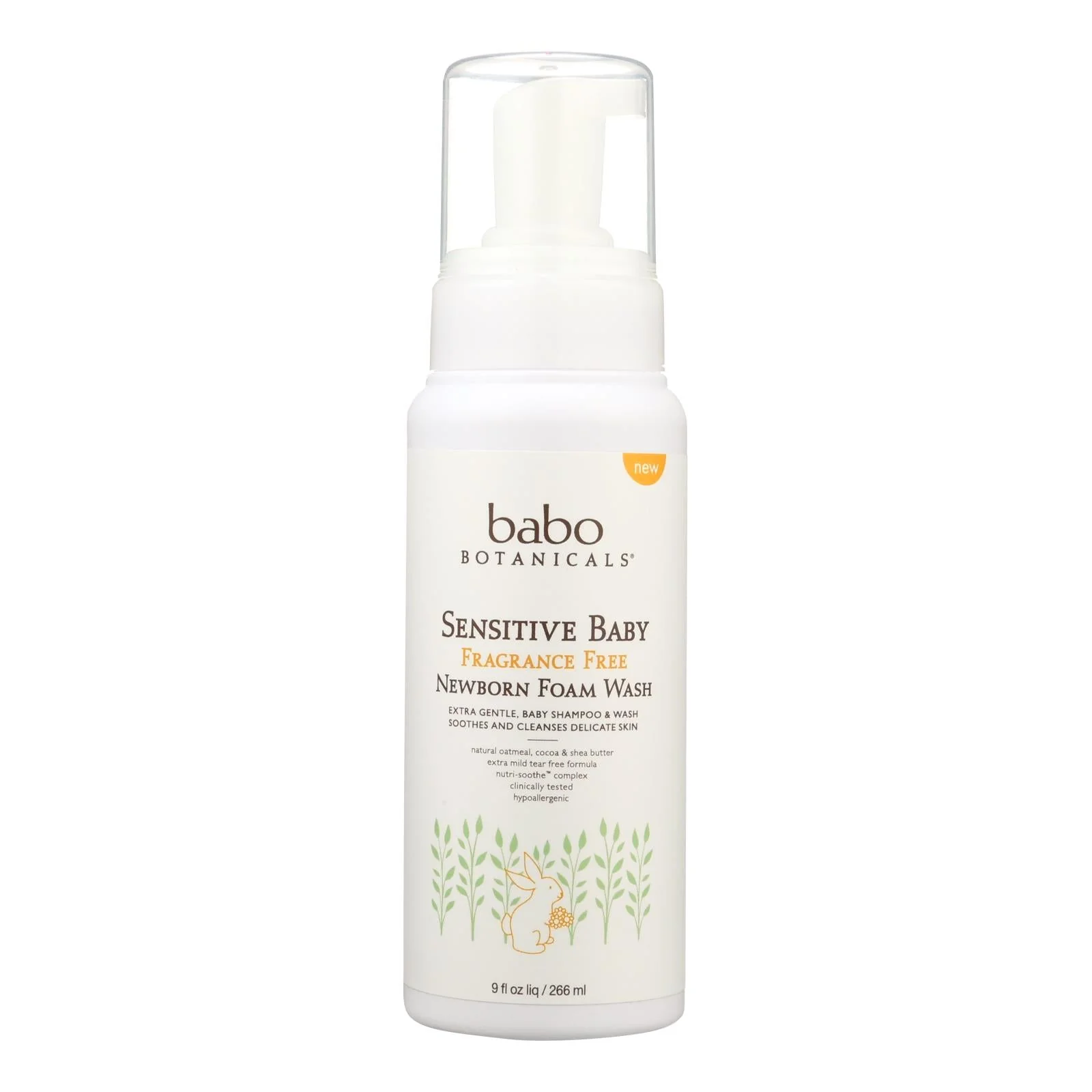 Babo Botanicals Foaming Body Wash, Fragrance-Free, Gentle for Sensitive Skin, 9 Fl Oz