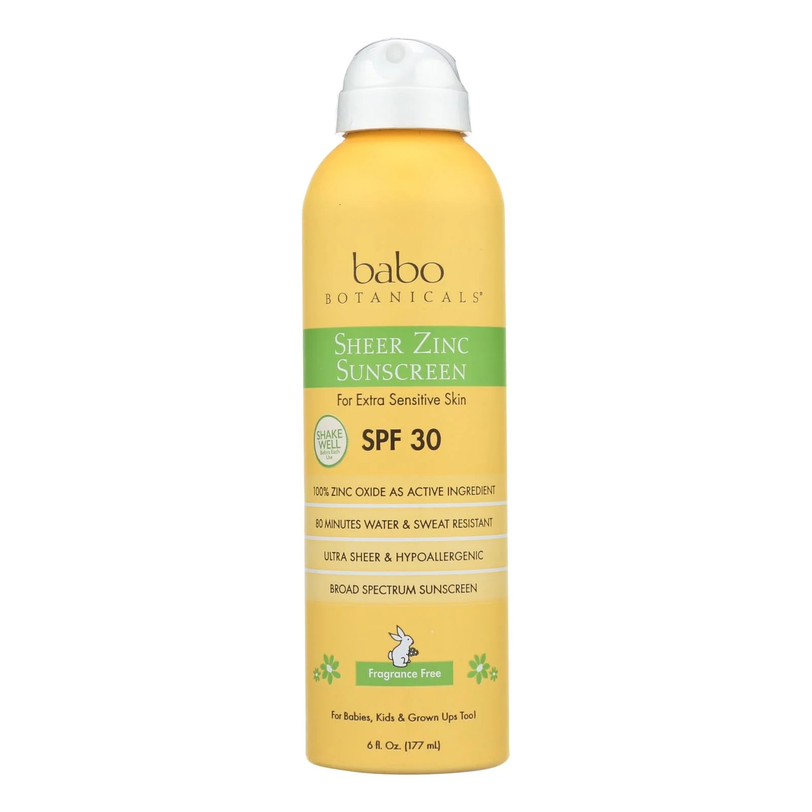 Babo Botanicals Fragrance-Free Mineral Sunscreen, 6 Fl Oz