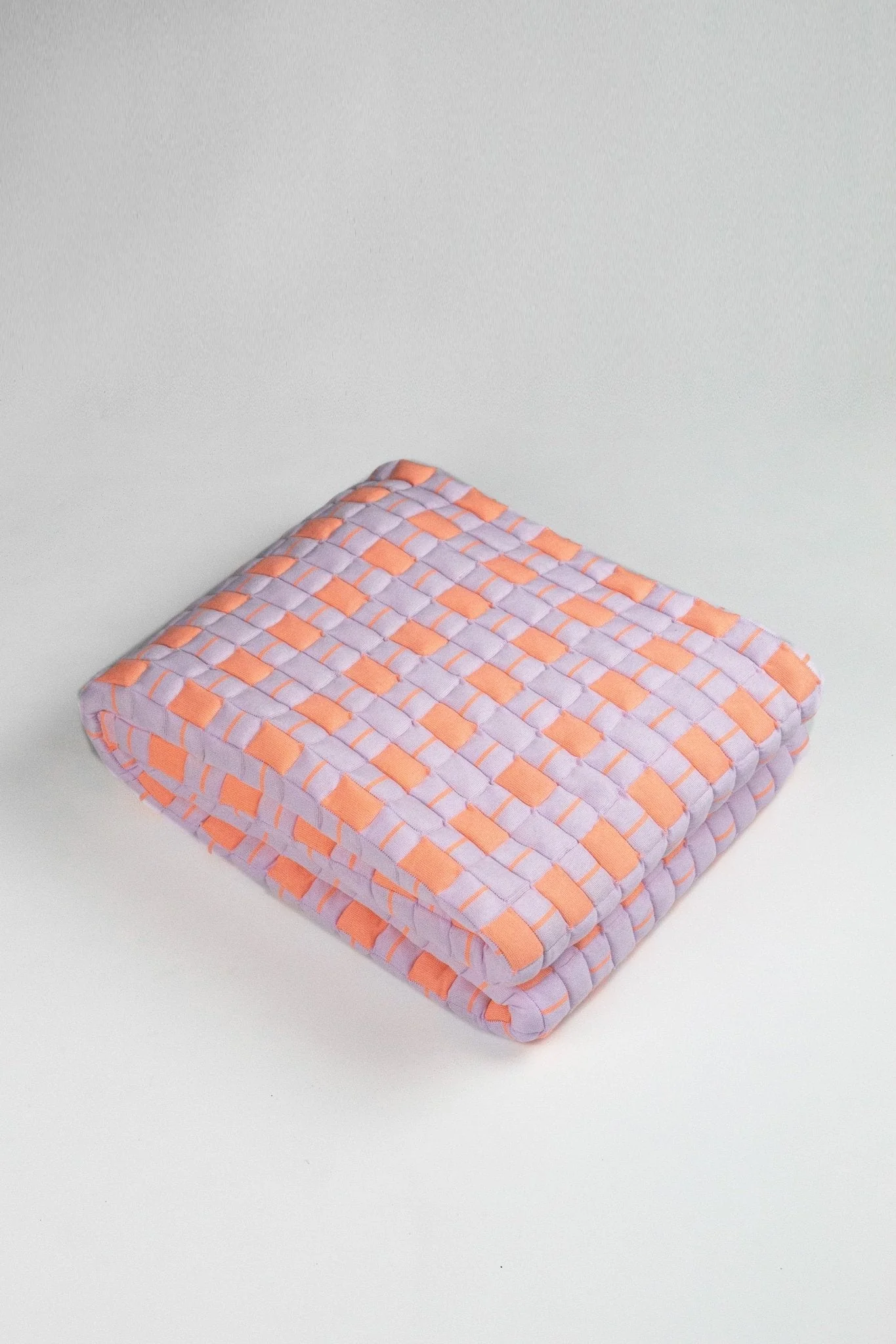 Backordered: Archive New York Quilted Sujani Throw Blanket - Pastel Lilac and Neon Orange