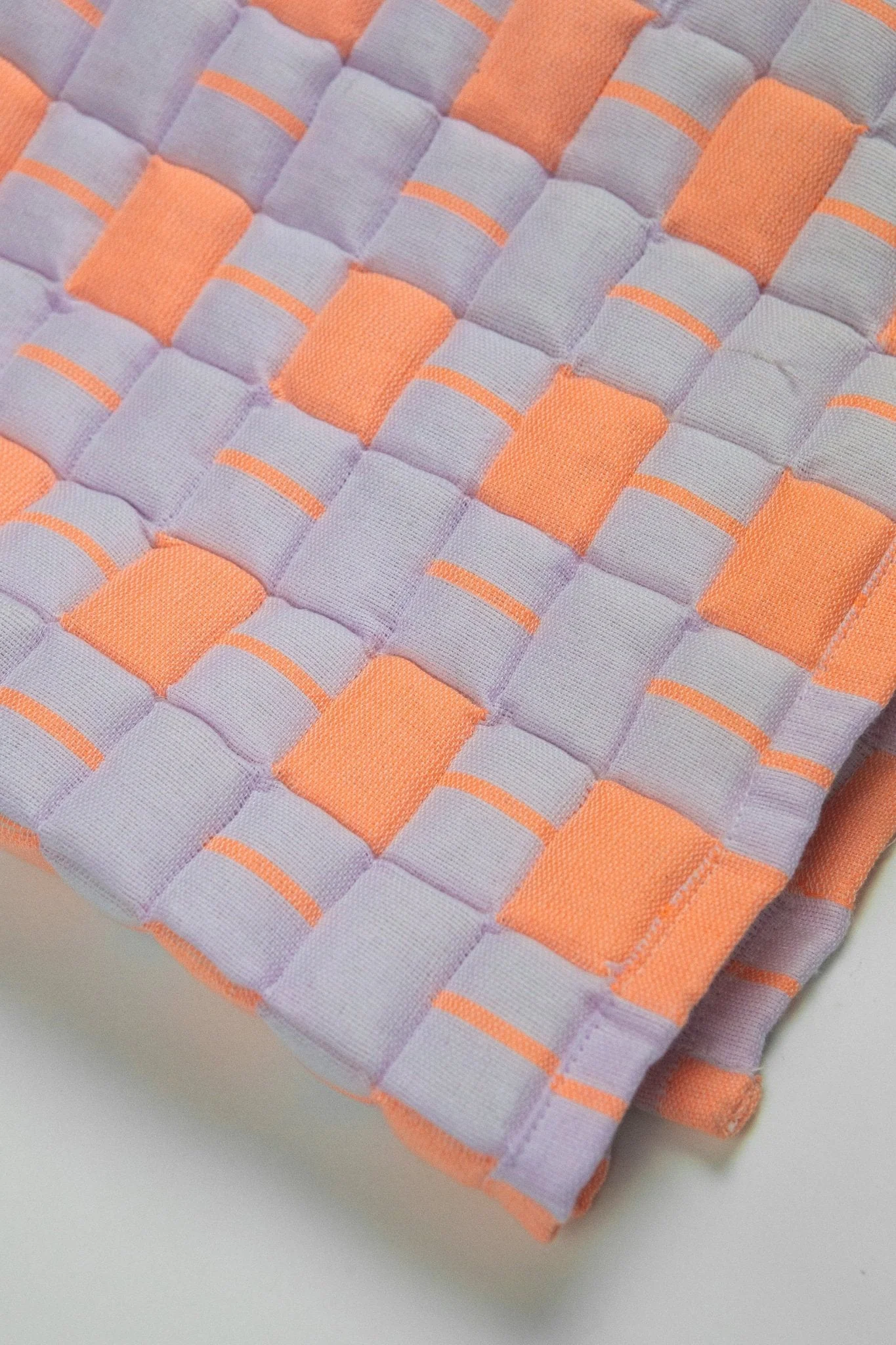 Backordered: Archive New York Quilted Sujani Throw Blanket - Pastel Lilac and Neon Orange - Image 3