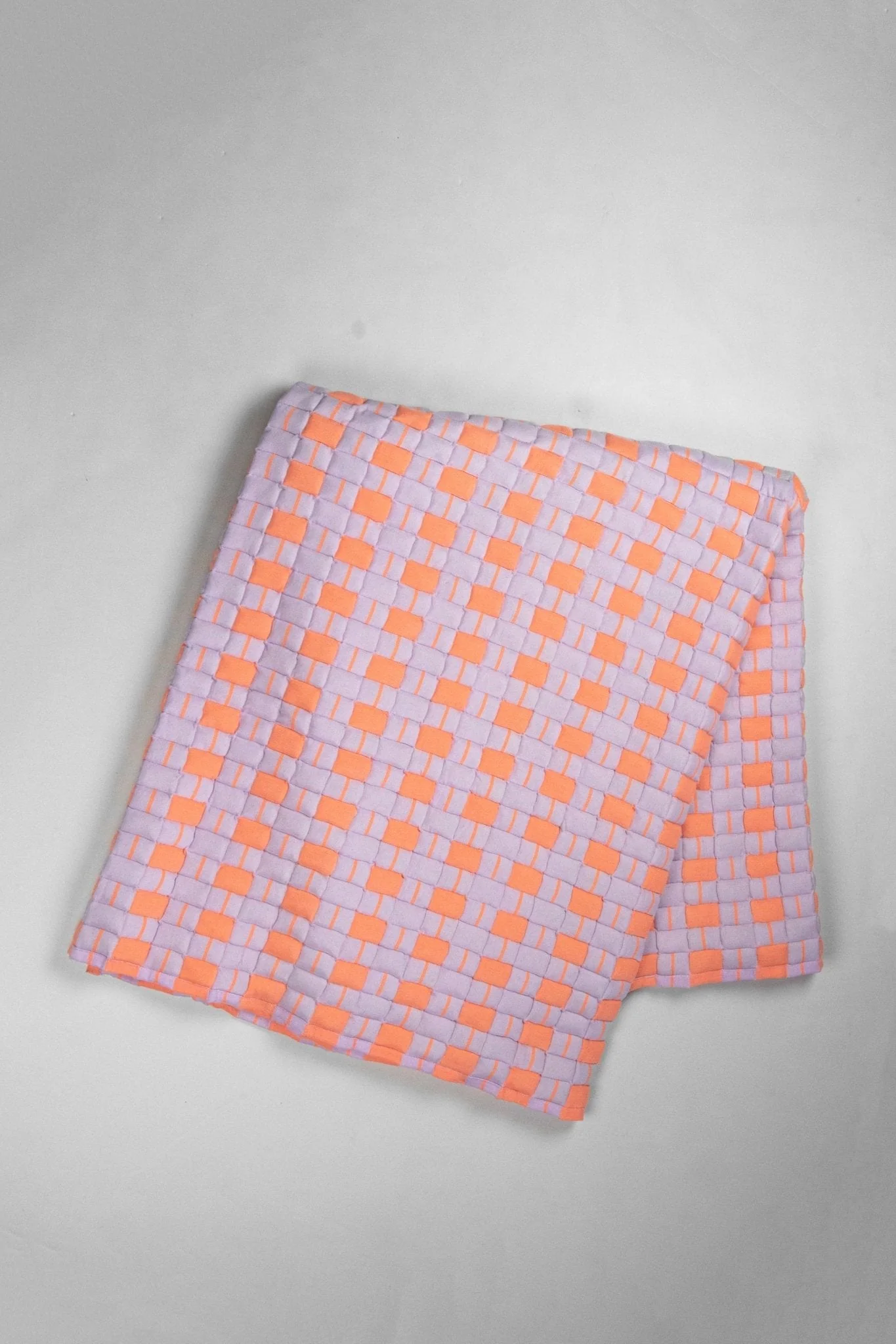 Backordered: Archive New York Quilted Sujani Throw Blanket - Pastel Lilac and Neon Orange - Image 4