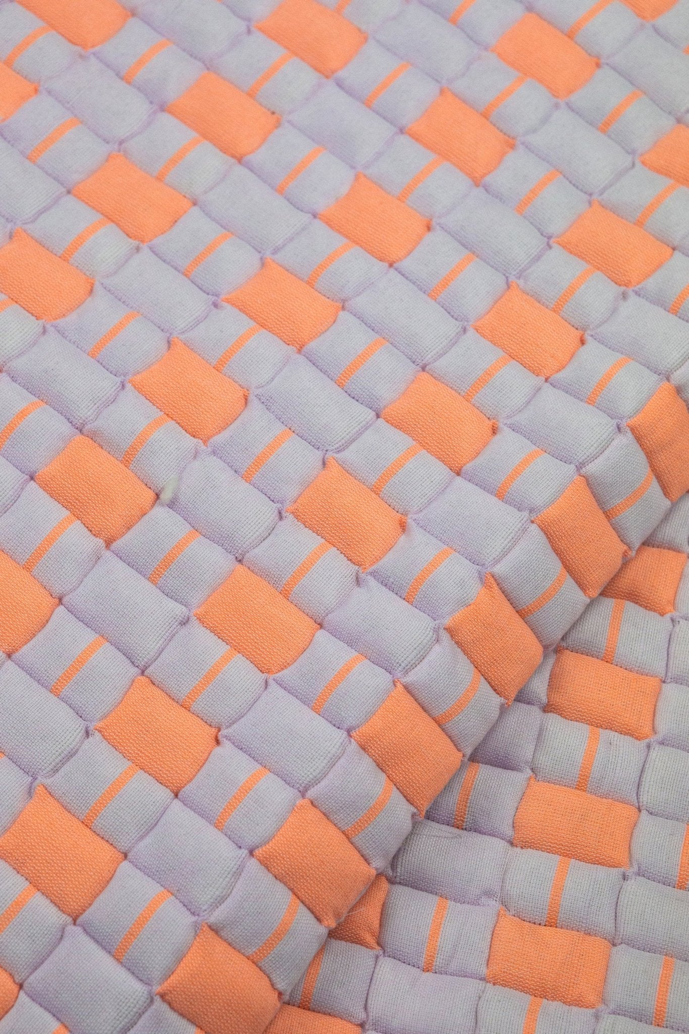 Backordered: Archive New York Quilted Sujani Throw Blanket - Pastel Lilac and Neon Orange - Image 5