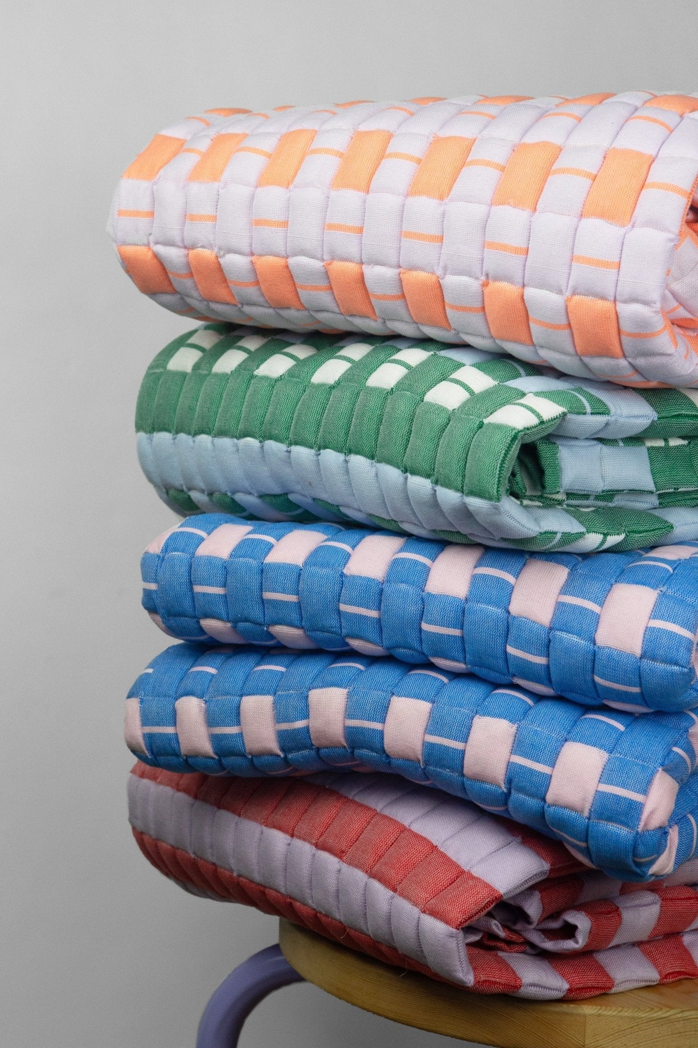 Backordered: Archive New York Quilted Sujani Throw Blanket - Pastel Lilac and Neon Orange - Image 8