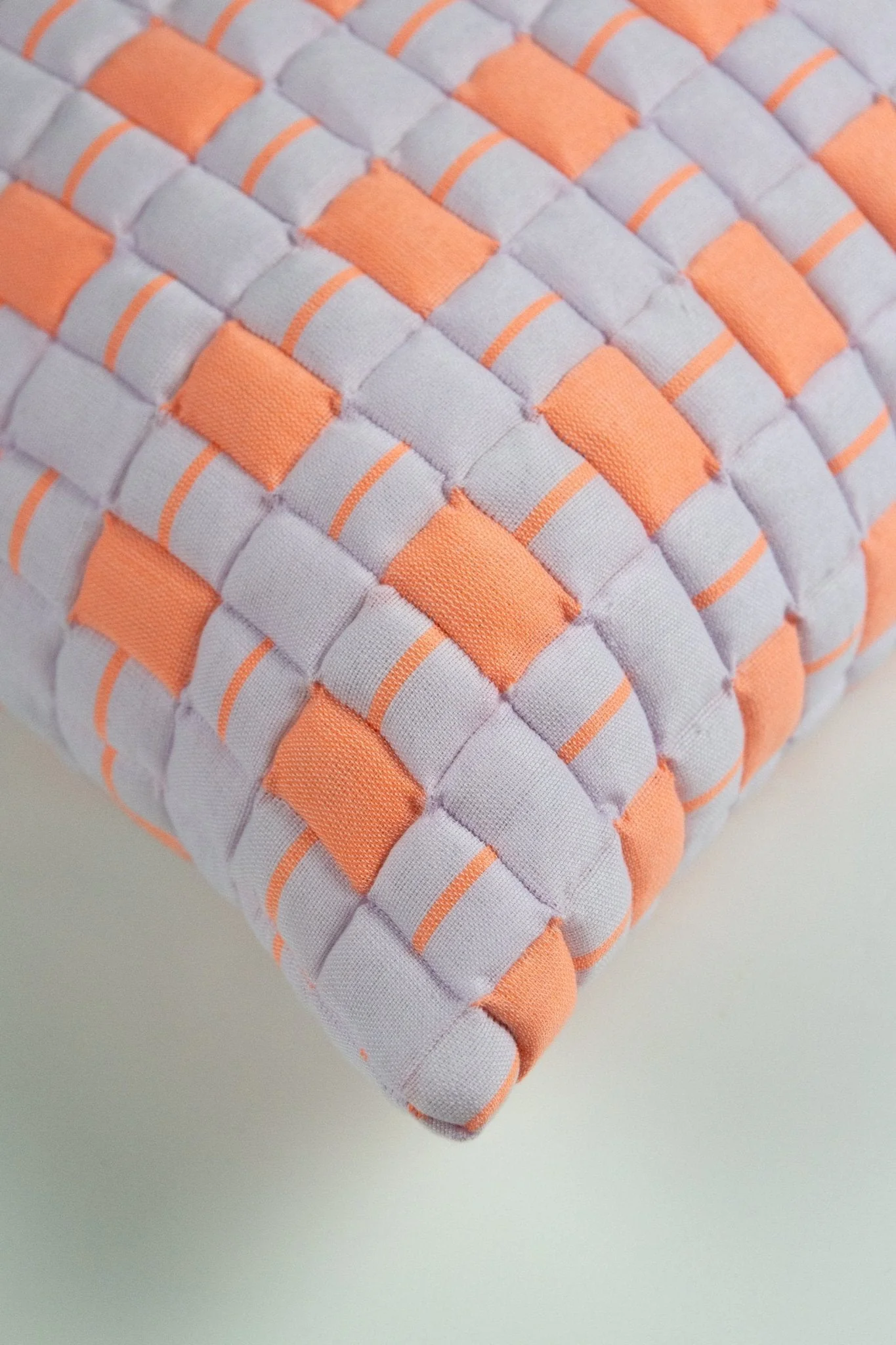 Backordered: Archive New York Sujani Quilted Pillow in Pastel Lilac and Neon Orange - Image 2