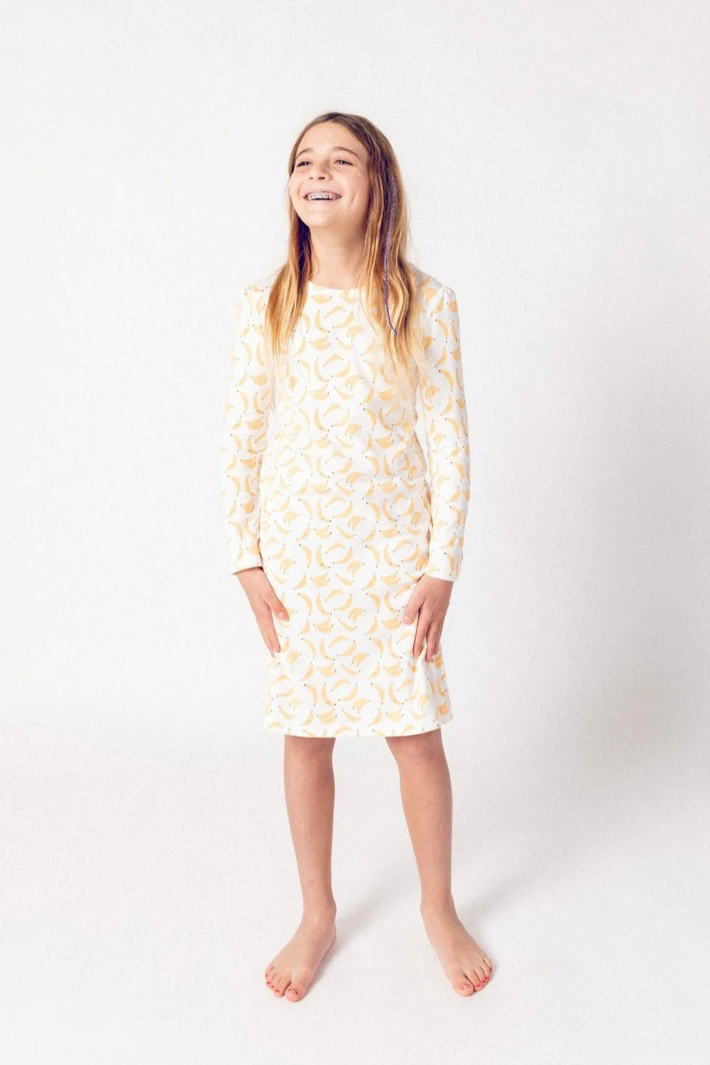 Dodo Banana Banana Print Organic Pima Cotton Dodo Dress