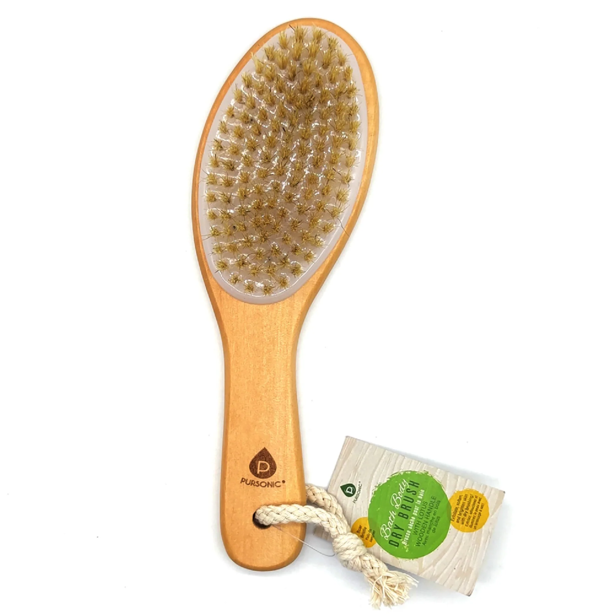 Pursonic Bath Body Brush With Lotus Wooden Handle
