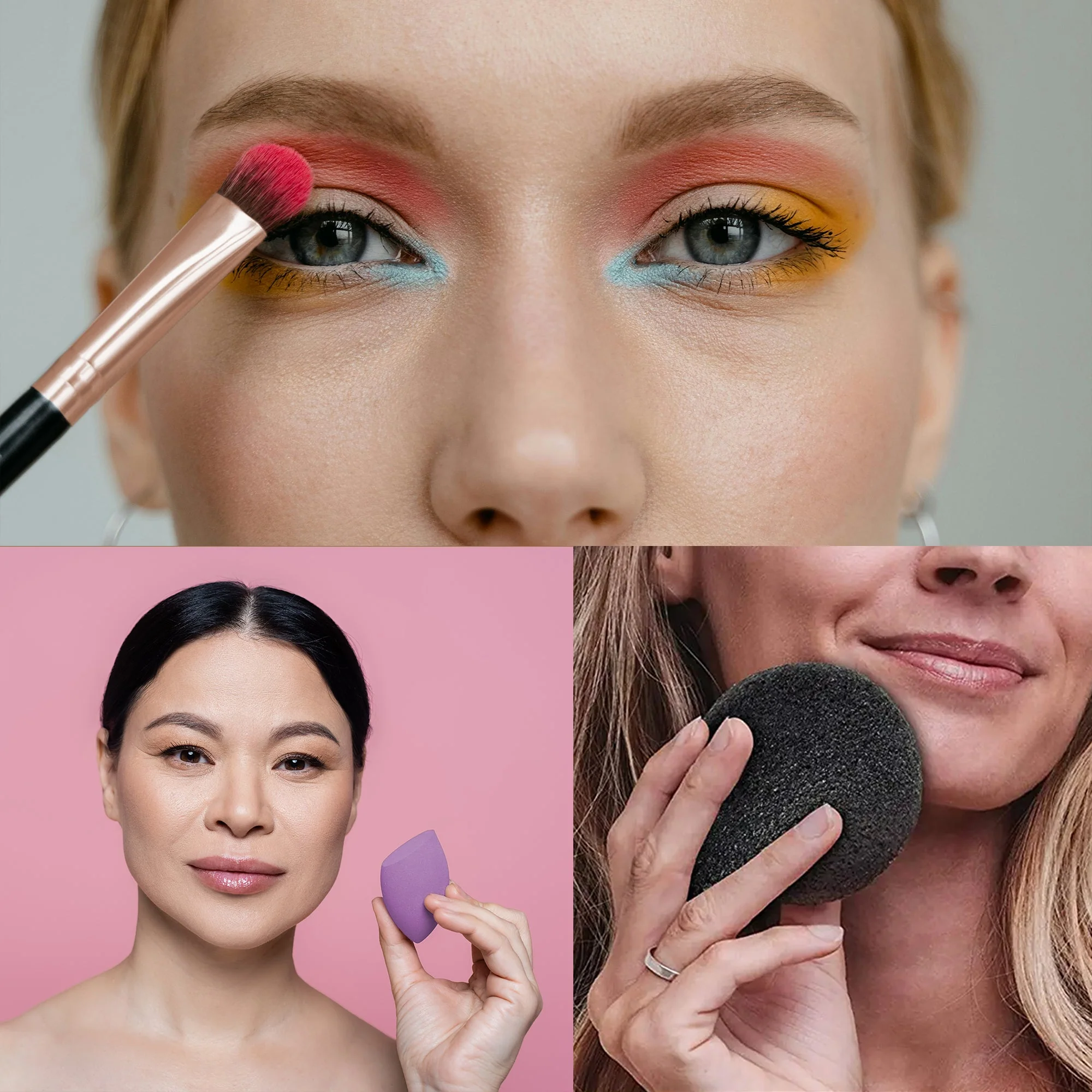 Pursonic Beauty Essentials Bundle: Facial Makeup Blender Sponge + Natural Facial Konjac Sponge Duo Set(3 pack) + 5 Pcs Studio Makeup Brush Set (Black) - Image 3