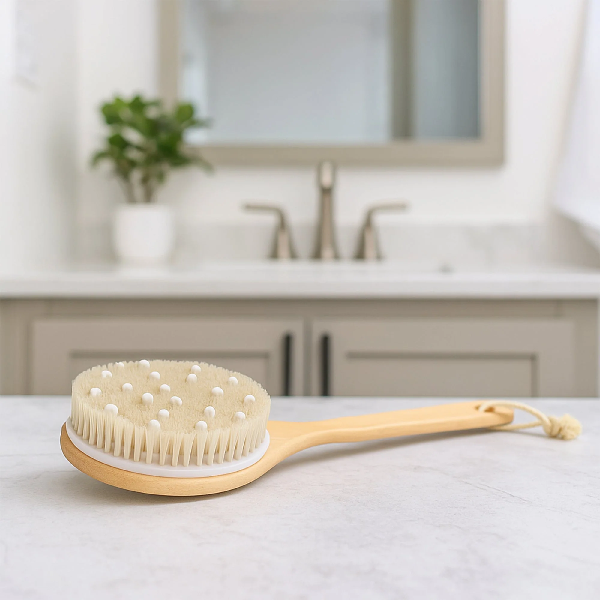 Pursonic Boar Bristle & Rubber Massager with Lotus Wooden Handle - Image 3