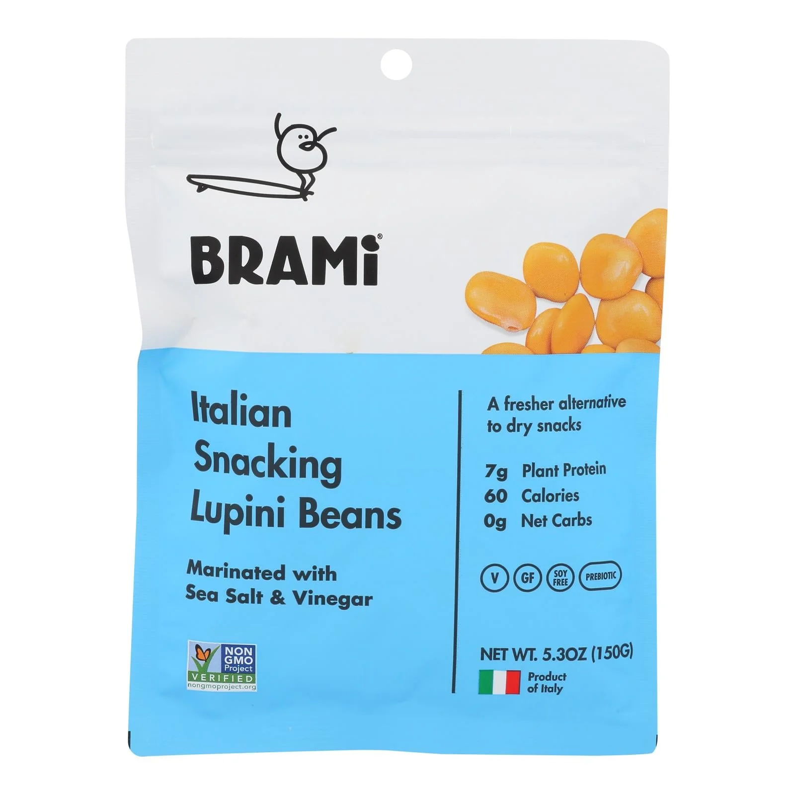 Brami Lupini Snack: Sea Salt Delights, 8-Pack x 5.3 Oz