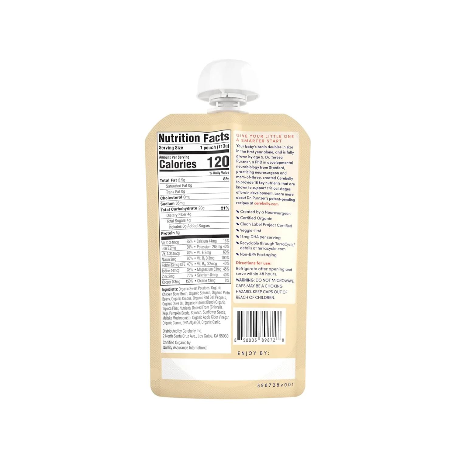 Cerebelly Organic Sweet Potato Puree - Pack of 6 (4 Oz Each) - Image 4