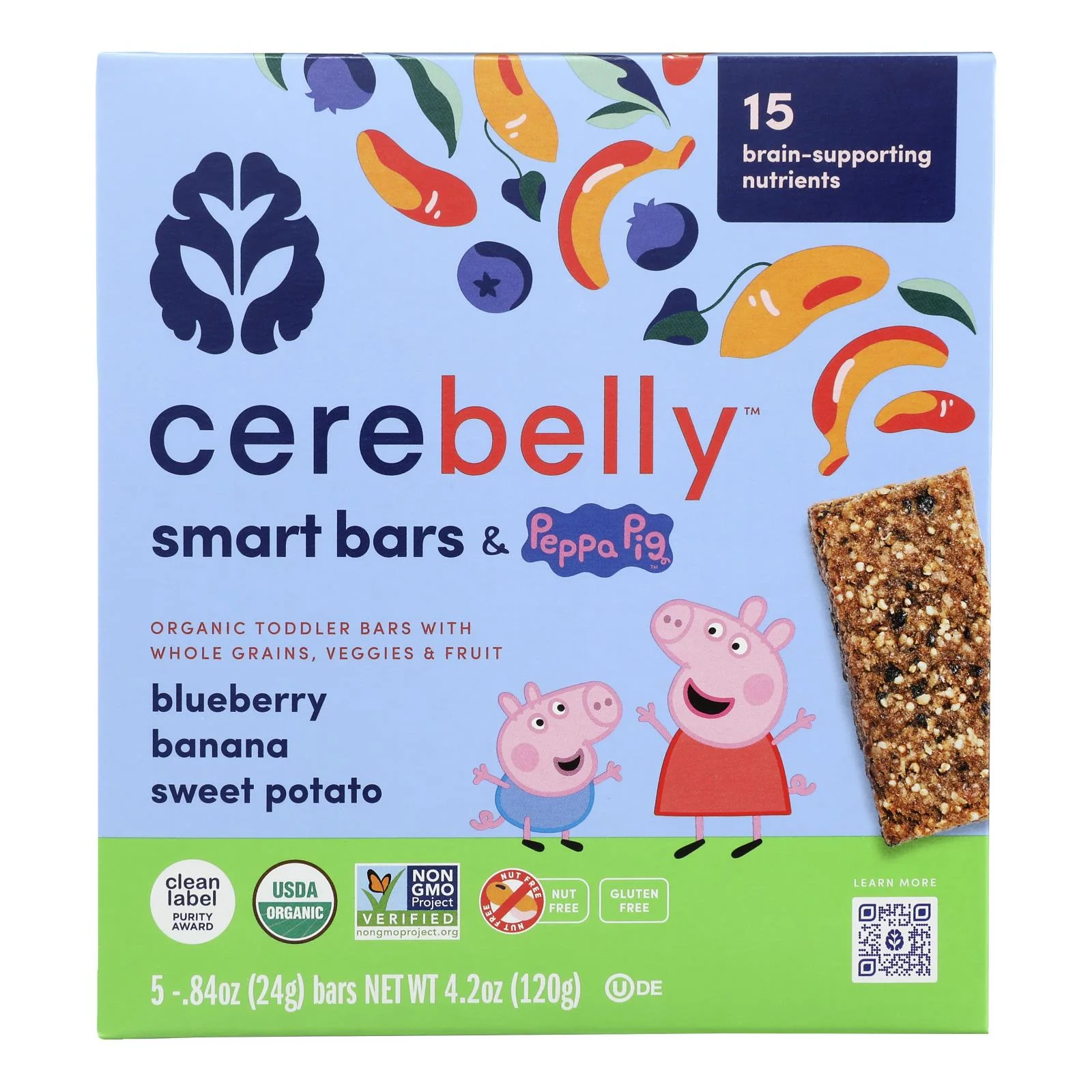 Cerebelly Smart Bar - Delicious Blueberry Purees - Case of 6 (4.2 oz each)