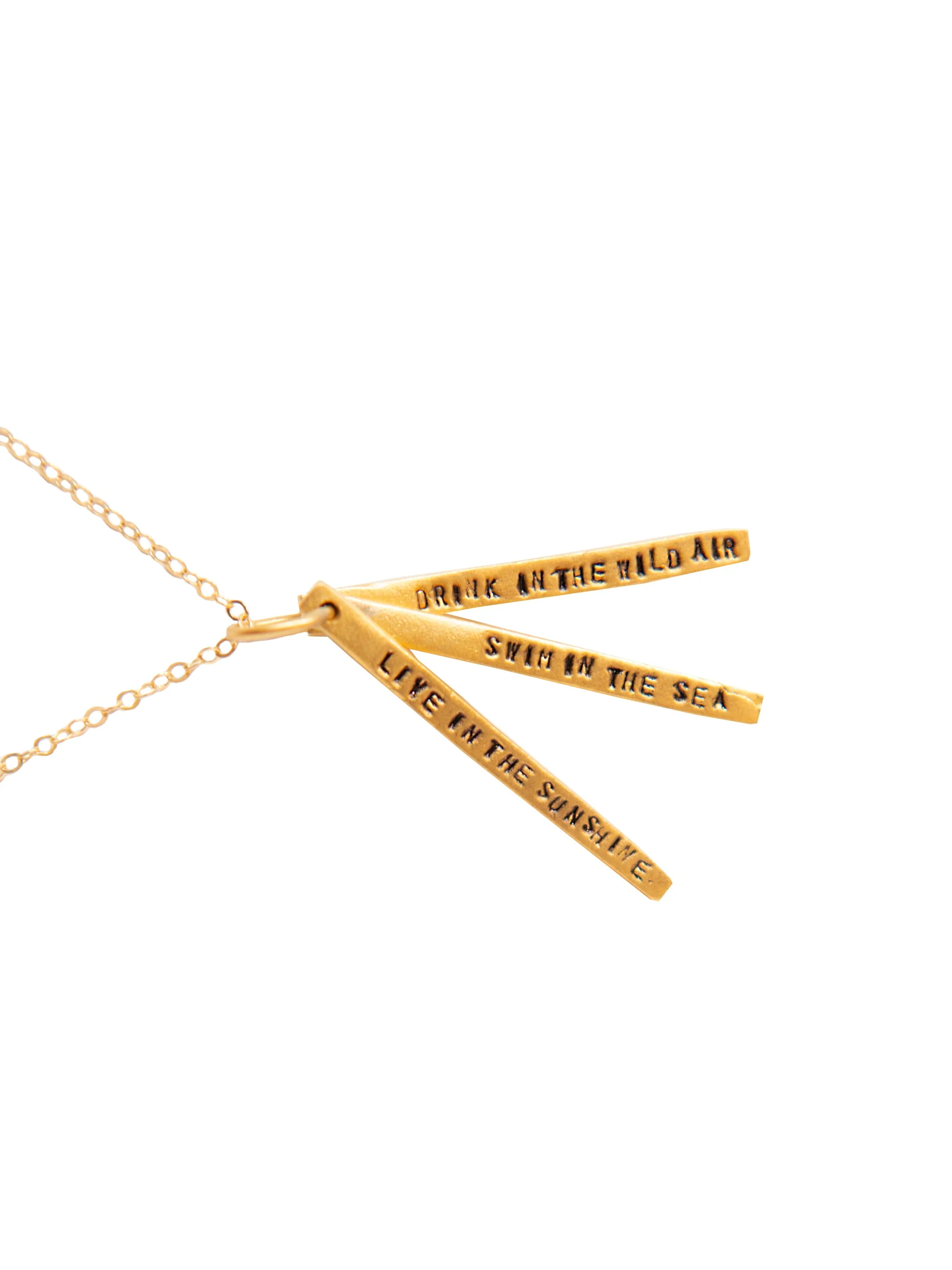 Weston Table Chocolate & Steel Long-Bar Quote Necklace Ralph Waldo Emerson