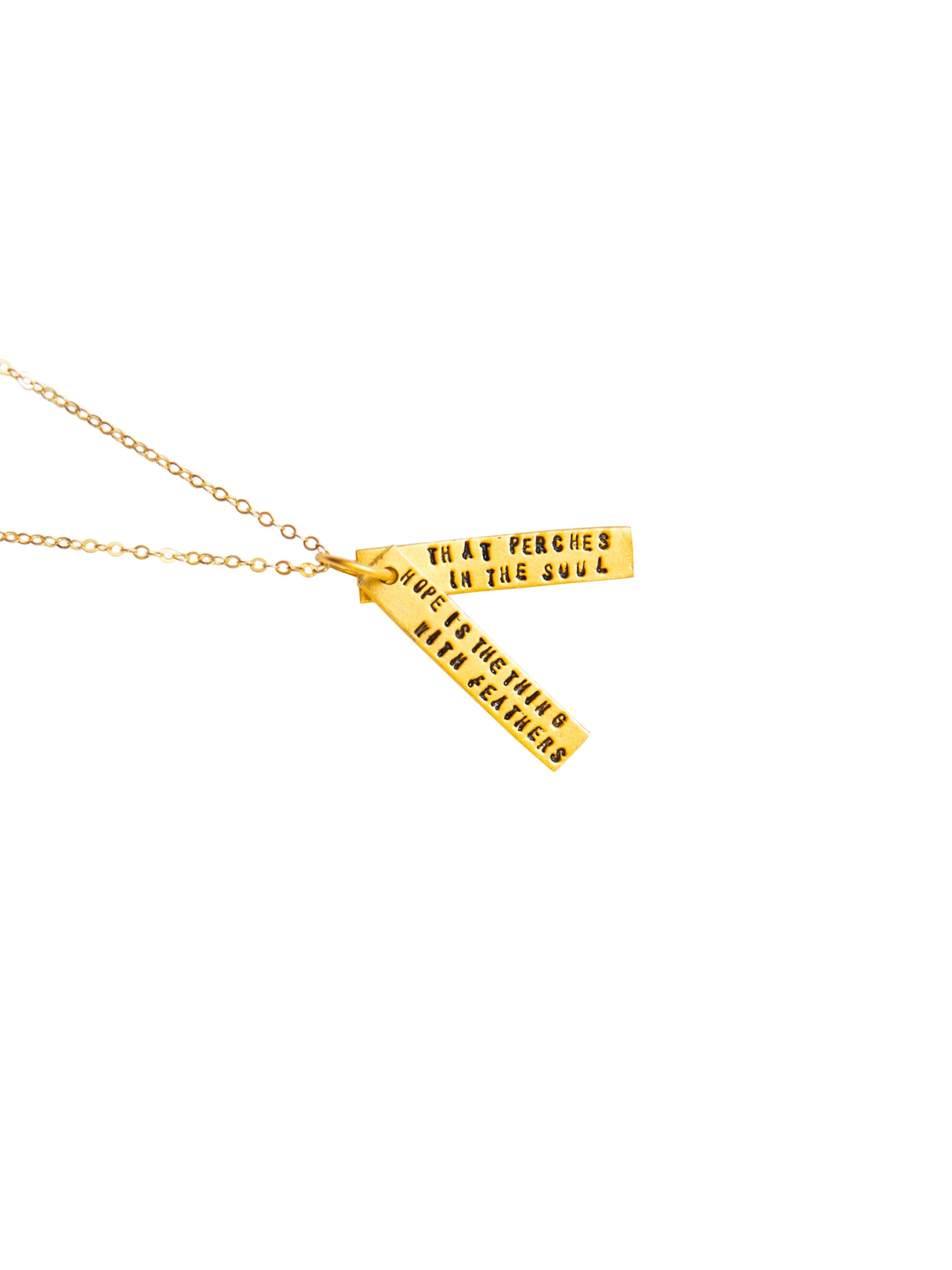 Weston Table Chocolate & Steel Long-Bar Quote Necklaces Emily Dickinson