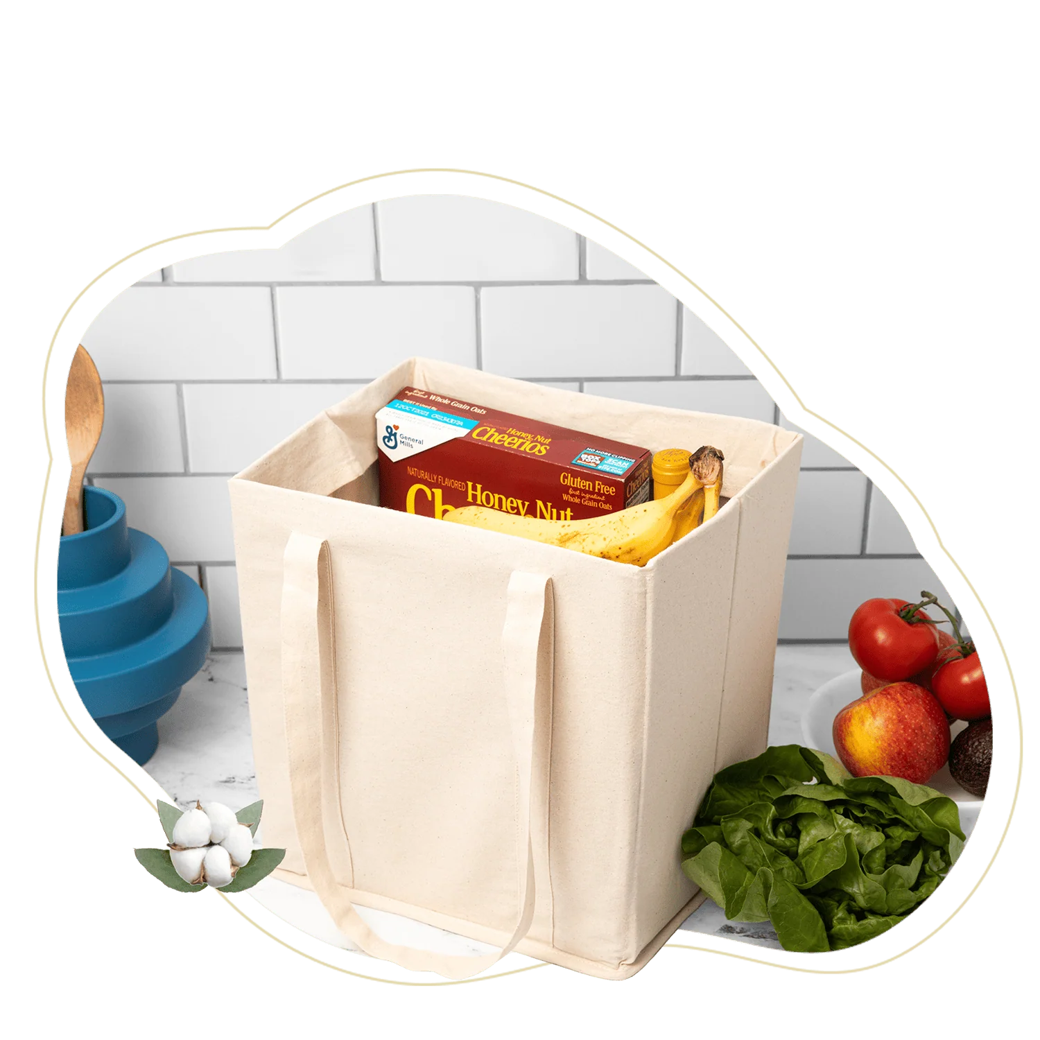 Organic Cotton Mart Collapsible Grocery Shopping Bags - Image 3