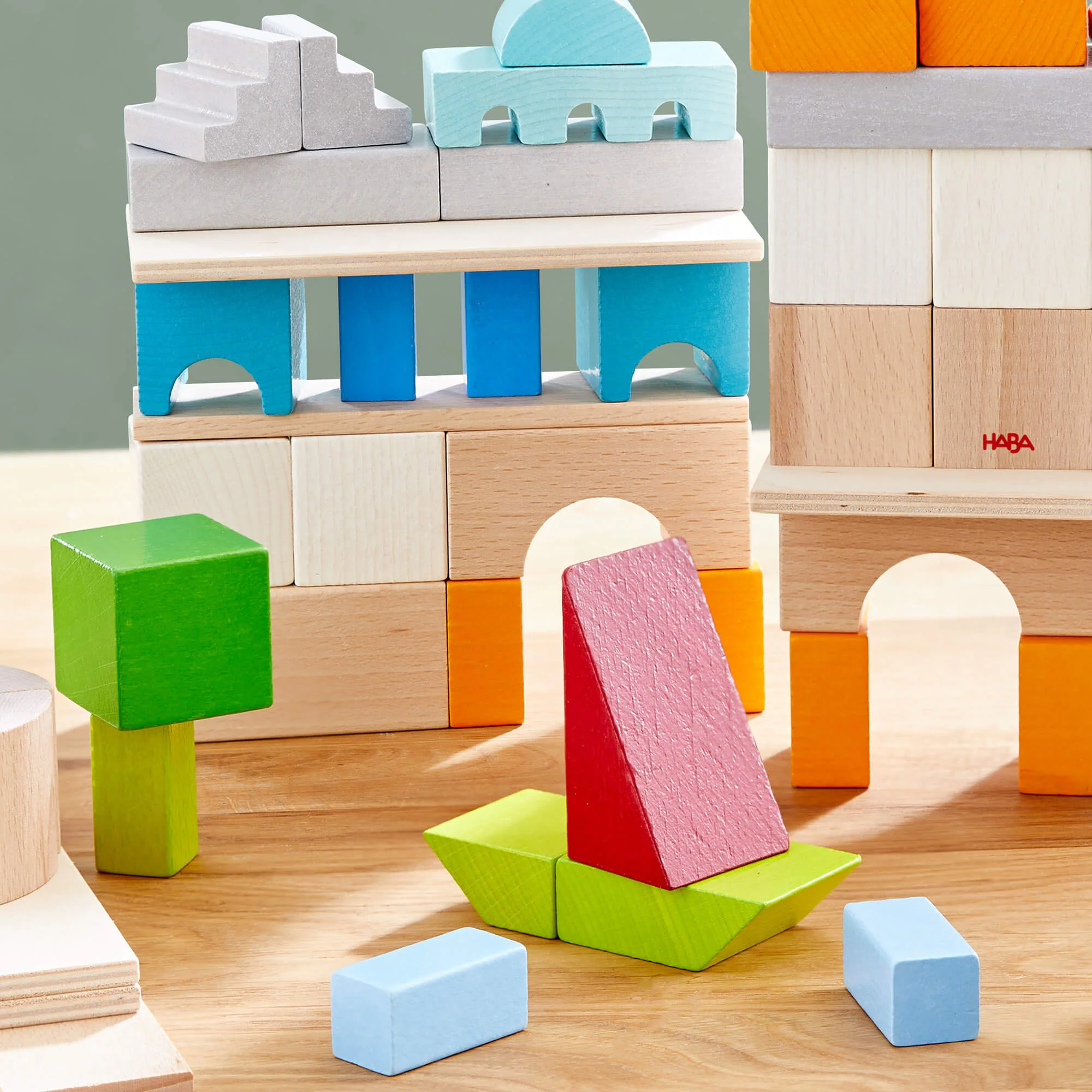 HABA Colored Wooden Building Blocks - 85 Piece Set - Image 5