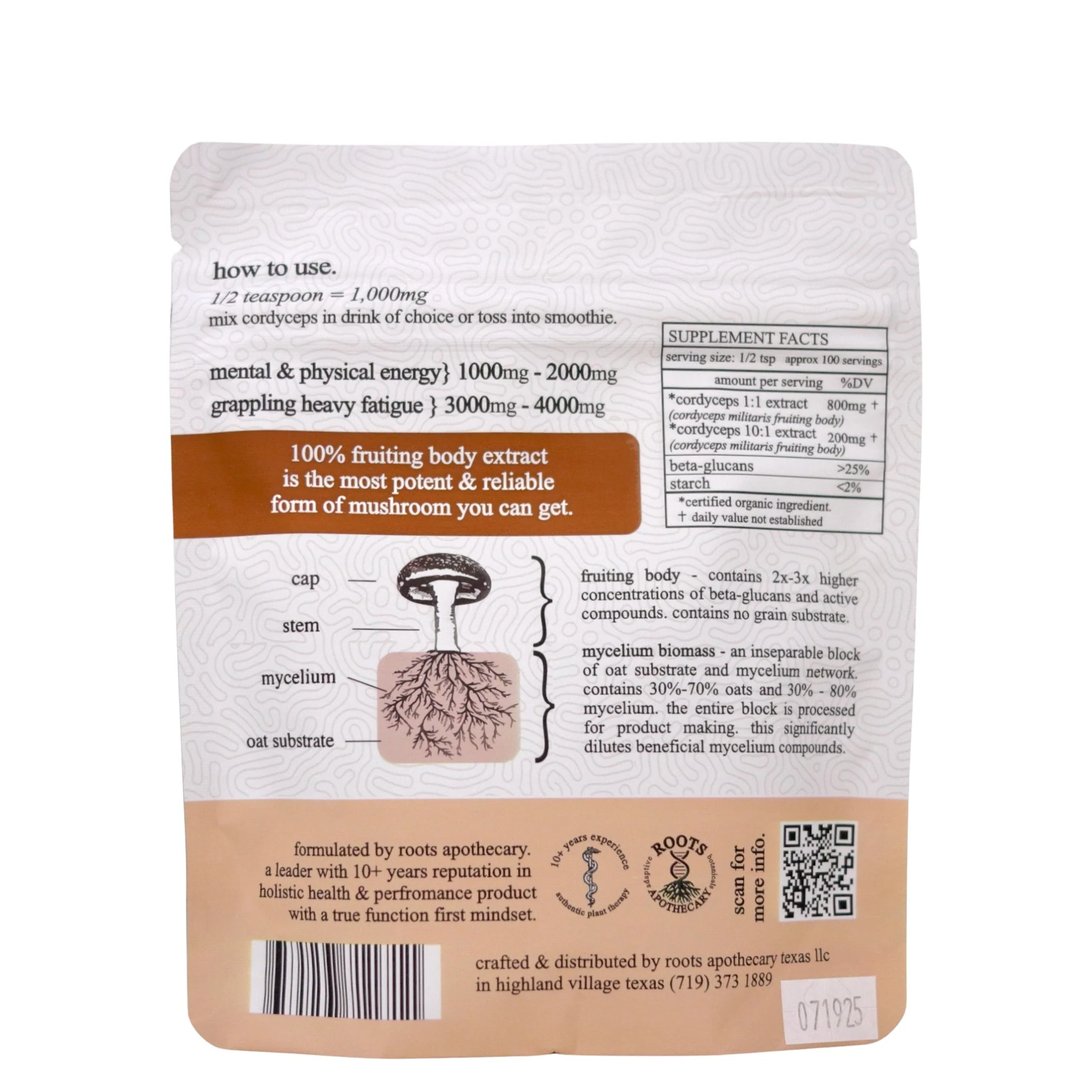 Roots Apothecary Cordyceps Mushroom Extract - Organic - Image 4