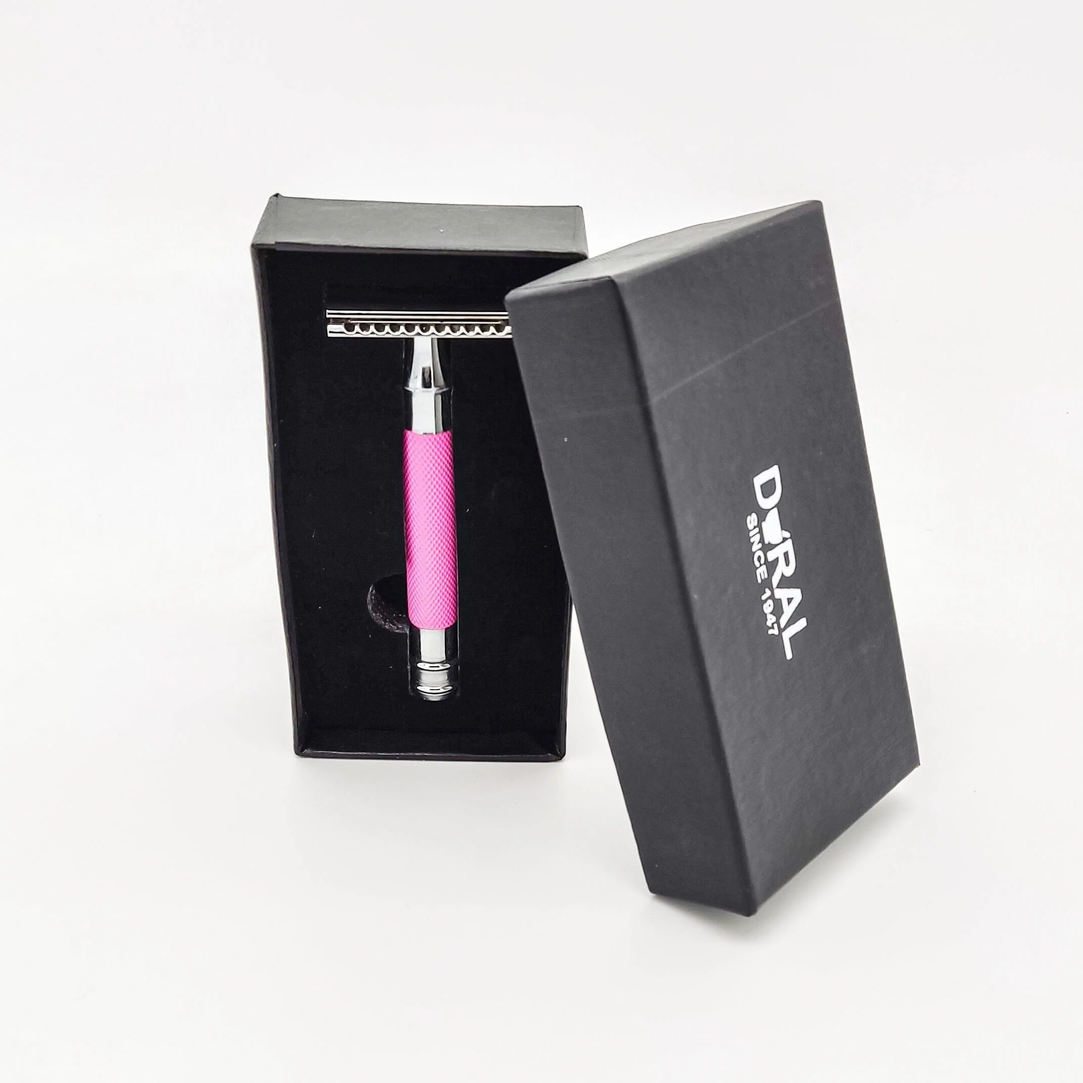 Pasteur Pharmacy Dural Heavy Stroud Head Double Edge Safety Razor Duty Pink/Black + Pouch - Image 2
