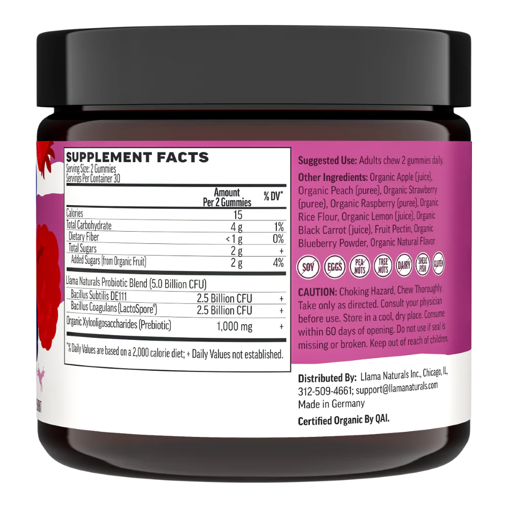 Llama Naturals Family Gut Support Bundle – Kids + Adult Pre & Probiotic Gummies – Mixed Berry - Image 11