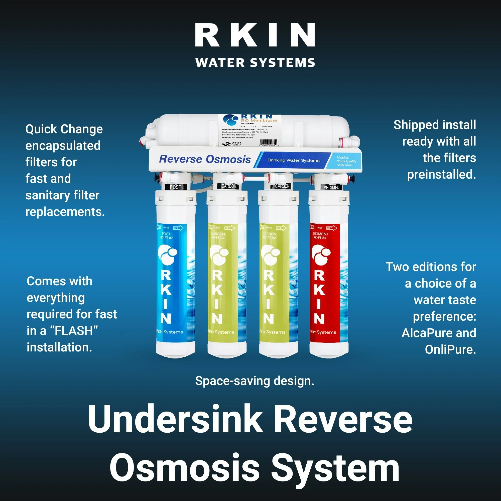 RKIN Flash Undersink Reverse Osmosis System with Chrome Lead-Free Faucet - Image 5