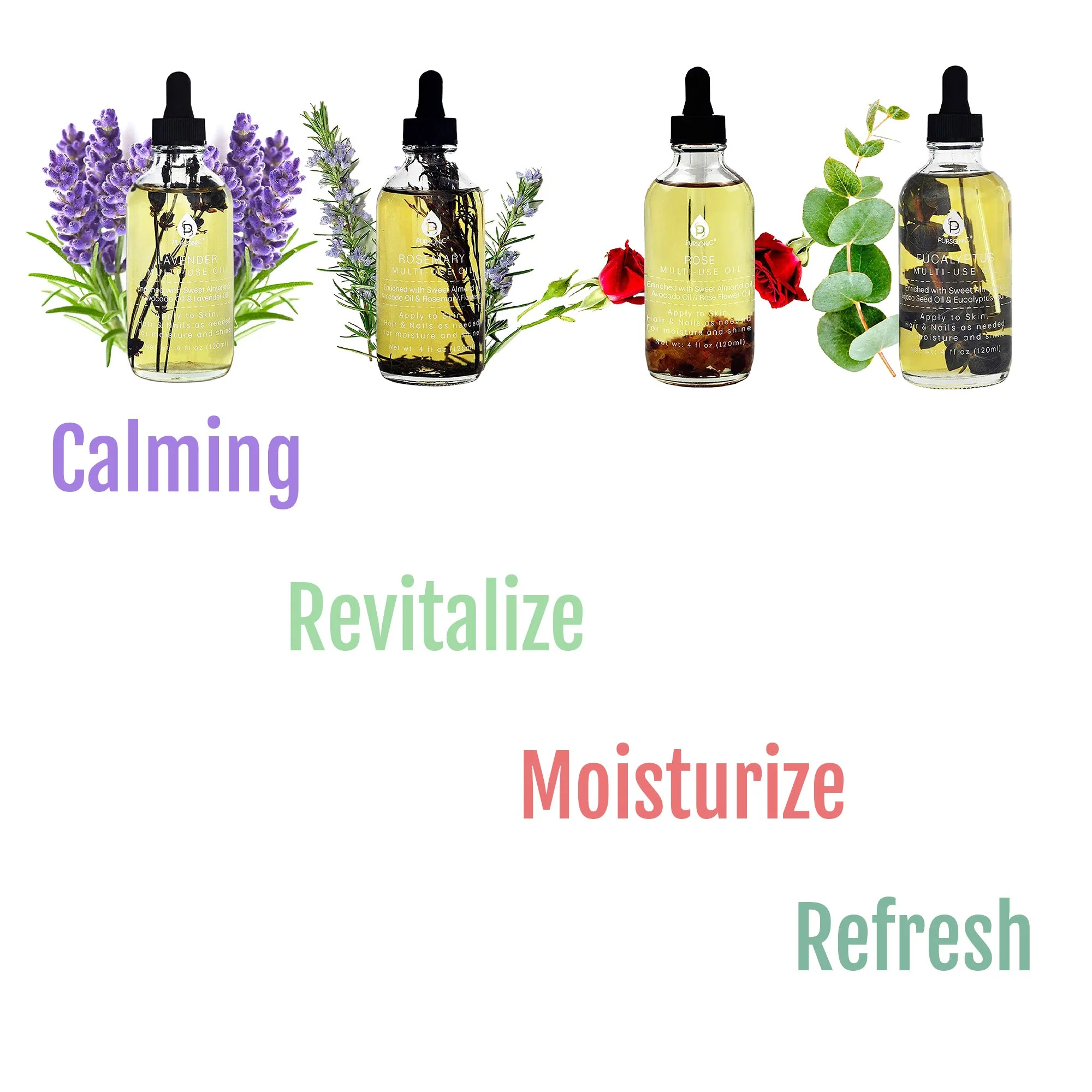 Pursonic Floral Essence Multi-Use Body Oils Bundle (4 oz each) - Image 2
