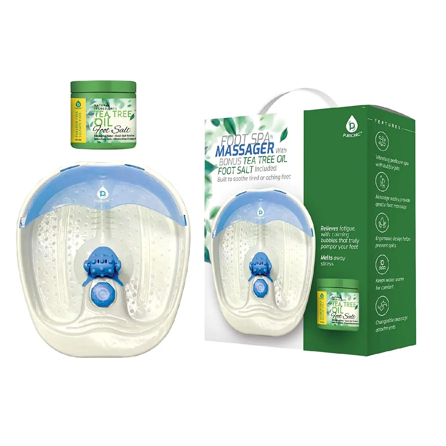 Pursonic Foot Spa Massager with Tea Tree Oil Foot Salt Scrub (Warming Function) - Image 2