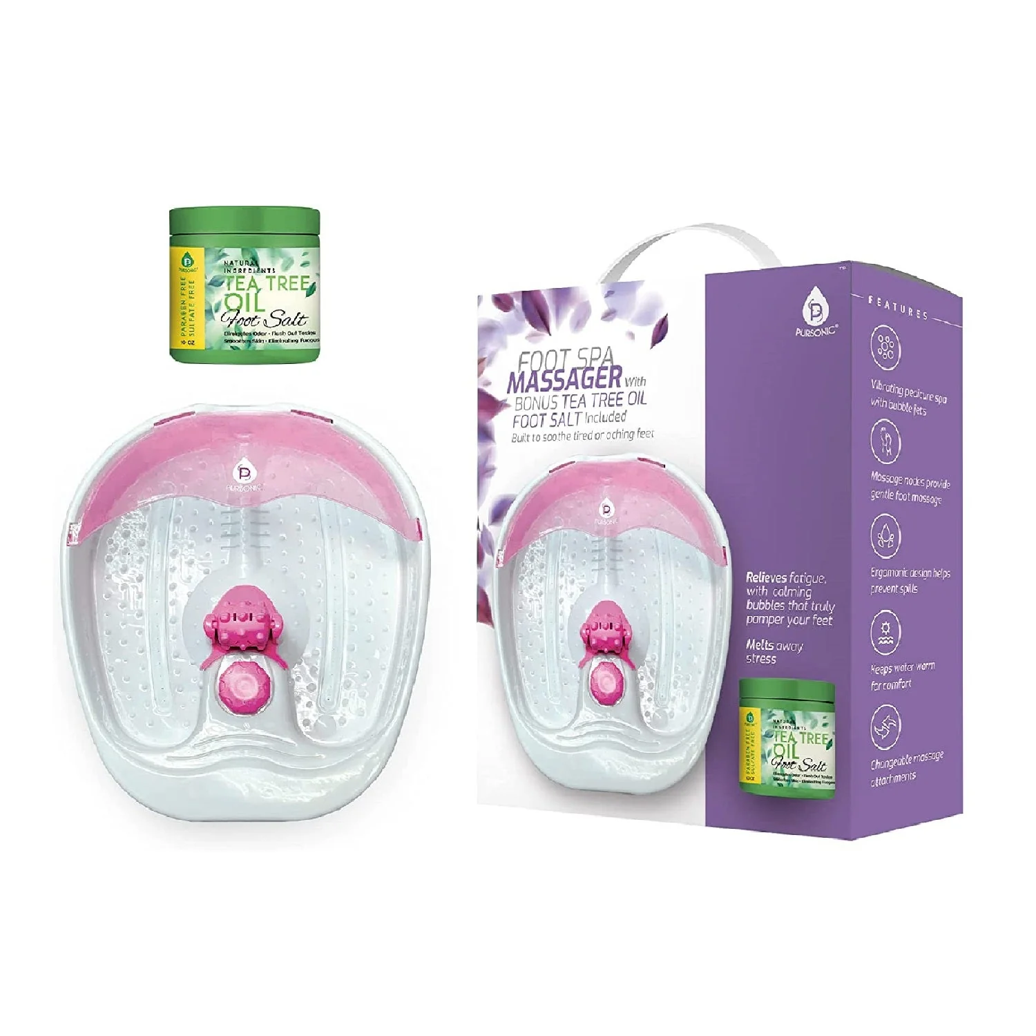 Pursonic Foot Spa Massager with Tea Tree Oil Foot Salt Scrub (Warming Function) - Image 7