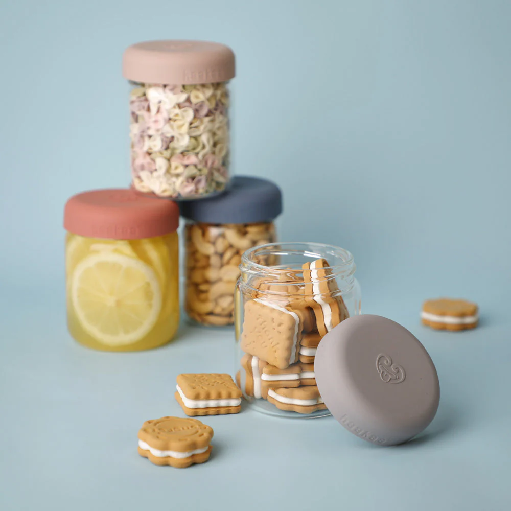 Haakaa Sealed Glass Storage Jar Set - 4 x 7 oz Glass Jars - Image 5