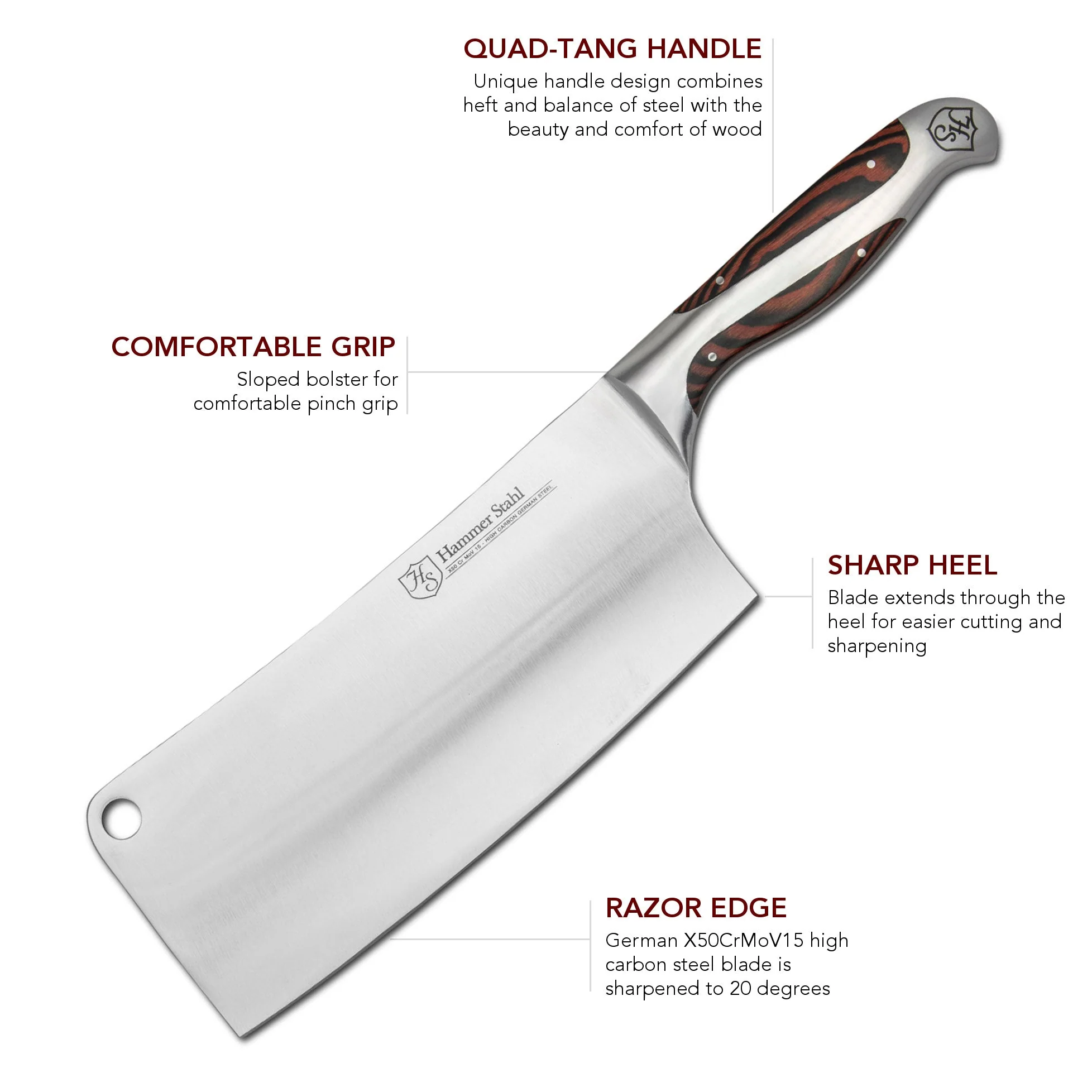 Heritage Steel Hammer Stahl 8" Cleaver - Image 2