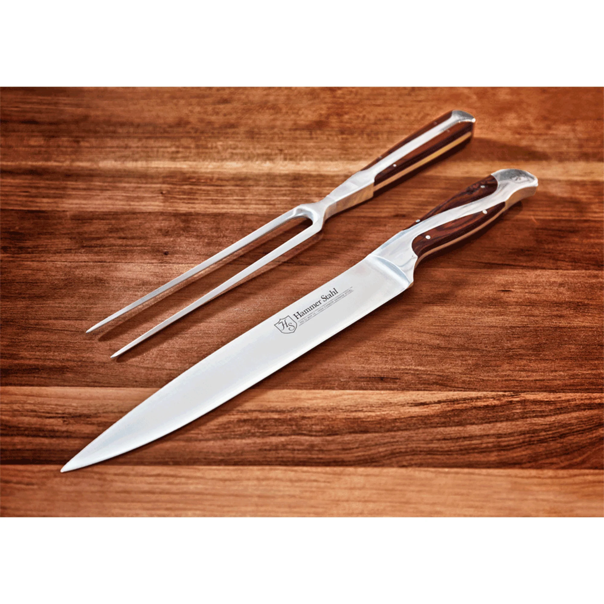 Heritage Steel Hammer Stahl Carving Knife & Fork Set - Image 4