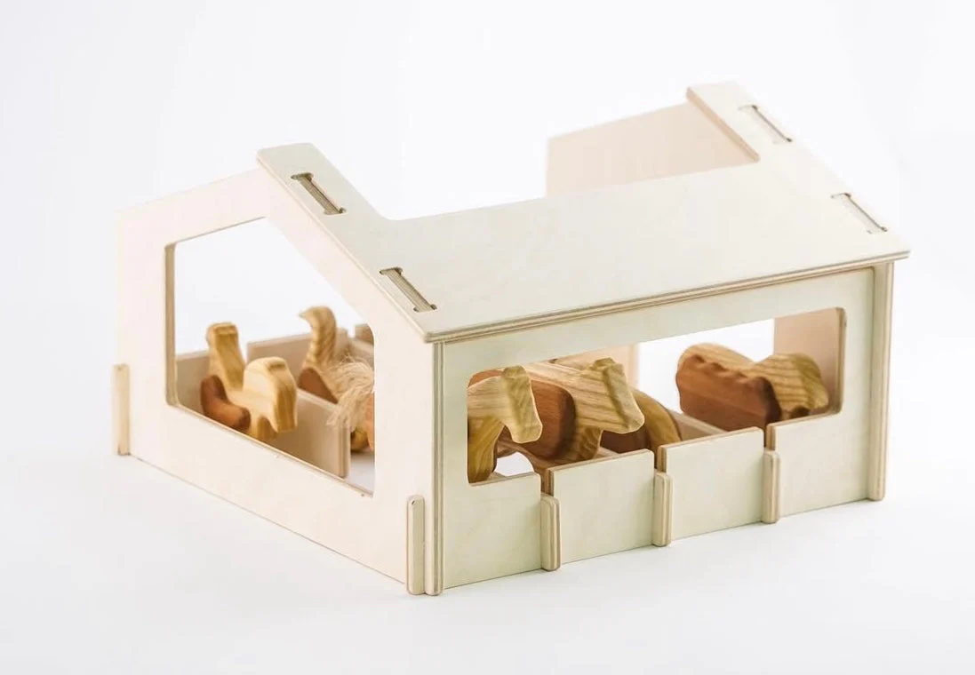PoppyBabyCo Handcrafted Wooden Farm Animals Set with Barn - Image 2