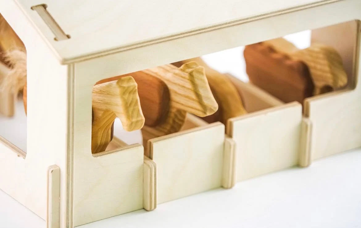 PoppyBabyCo Handcrafted Wooden Farm Animals Set with Barn - Image 3
