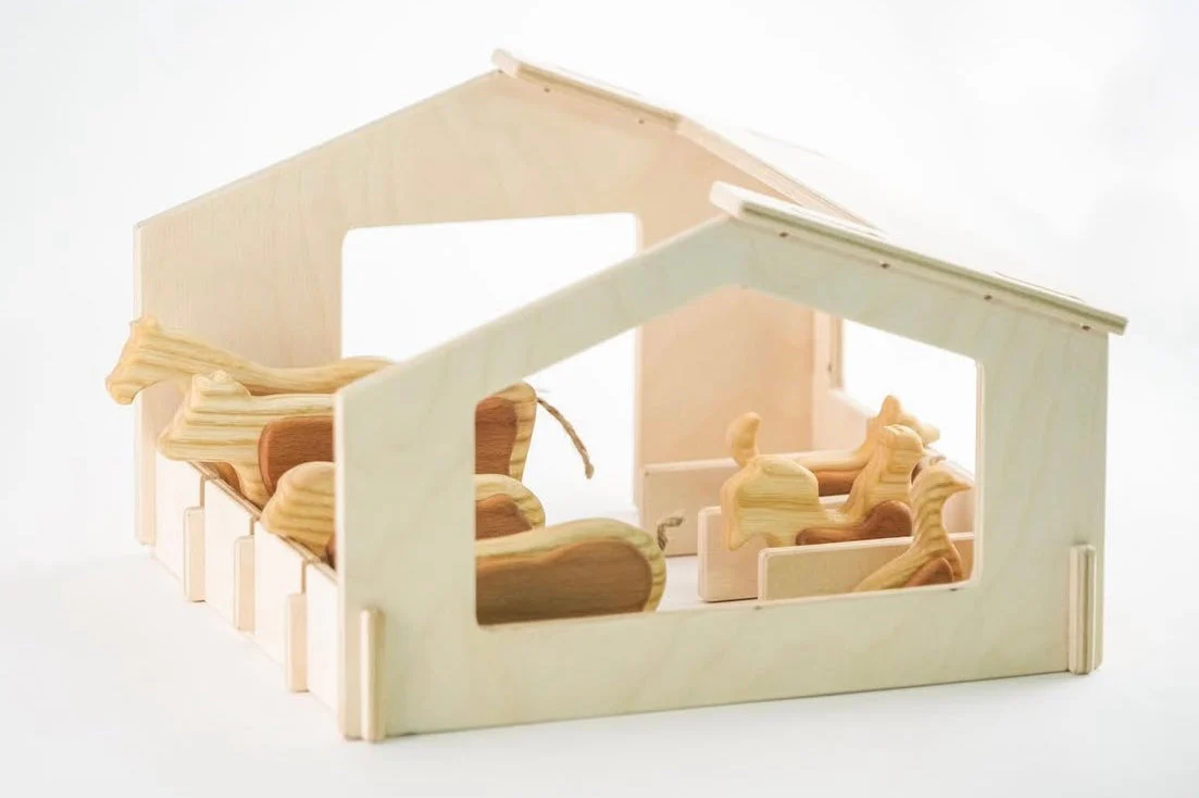 PoppyBabyCo Handcrafted Wooden Farm Animals Set with Barn - Image 4