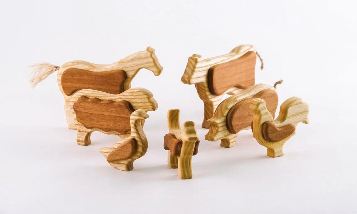 PoppyBabyCo Handcrafted Wooden Farm Animals Set with Barn - Image 6